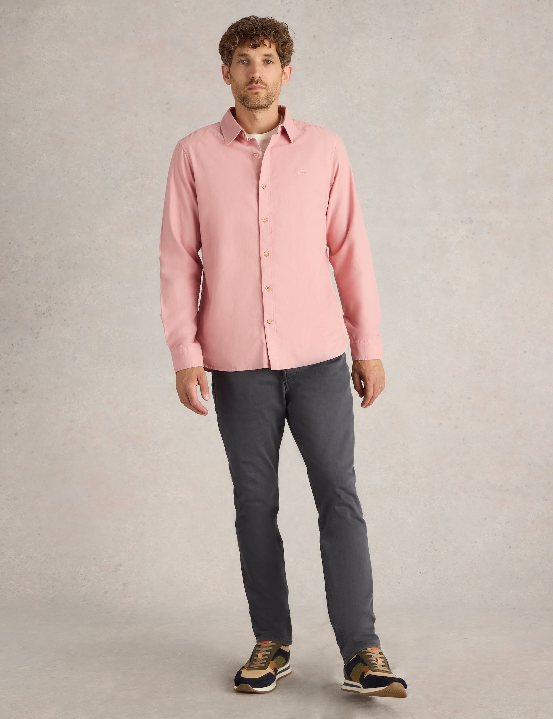 White Stuff Men's Pure Cotton Oxford Shirt - Pink, Blue,Pink