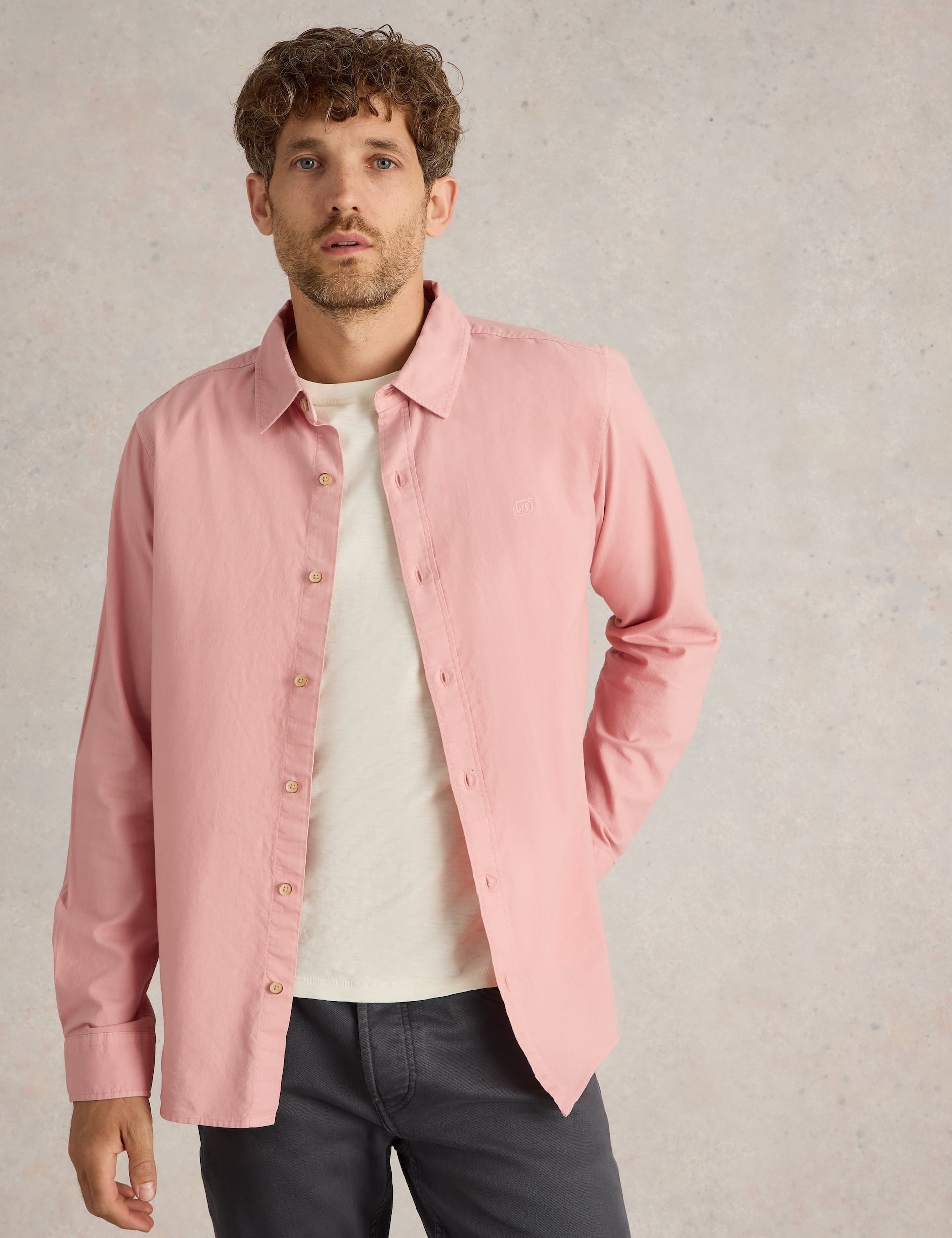 White Stuff Men's Pure Cotton Oxford Shirt - Pink, Blue,Pink