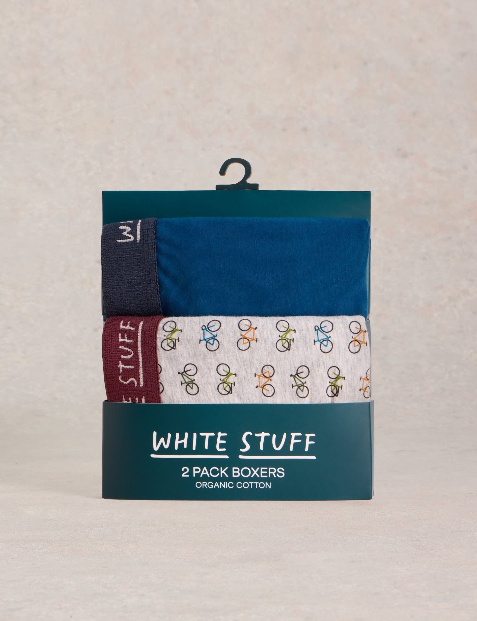 White Stuff Men's 2 Pack Cotton Rich Fish Boxers - M - Dark Green Mix, Teal Mix,Navy Mix,Dark Green Mix