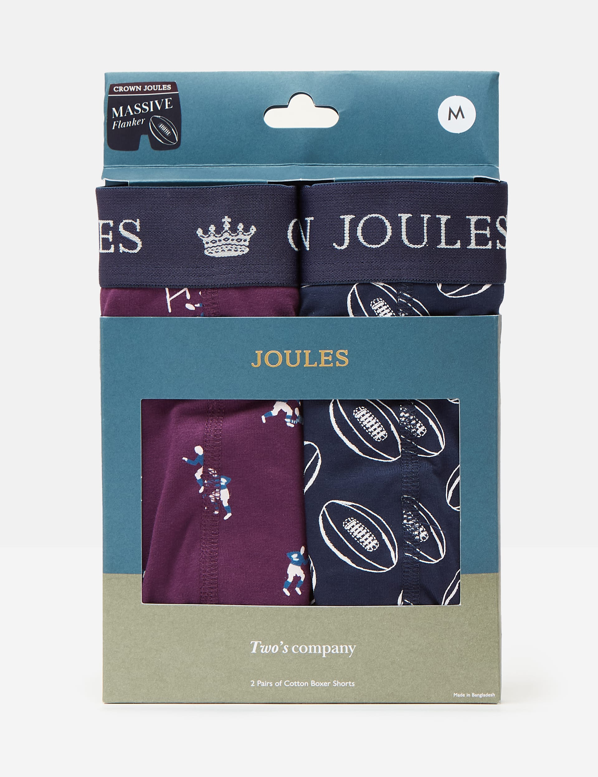 Joules Men's 2 Pack Pure Cotton Jersey Printed Boxers - XXL - Blue Mix, Blue Mix,Green Mix,Navy Mix