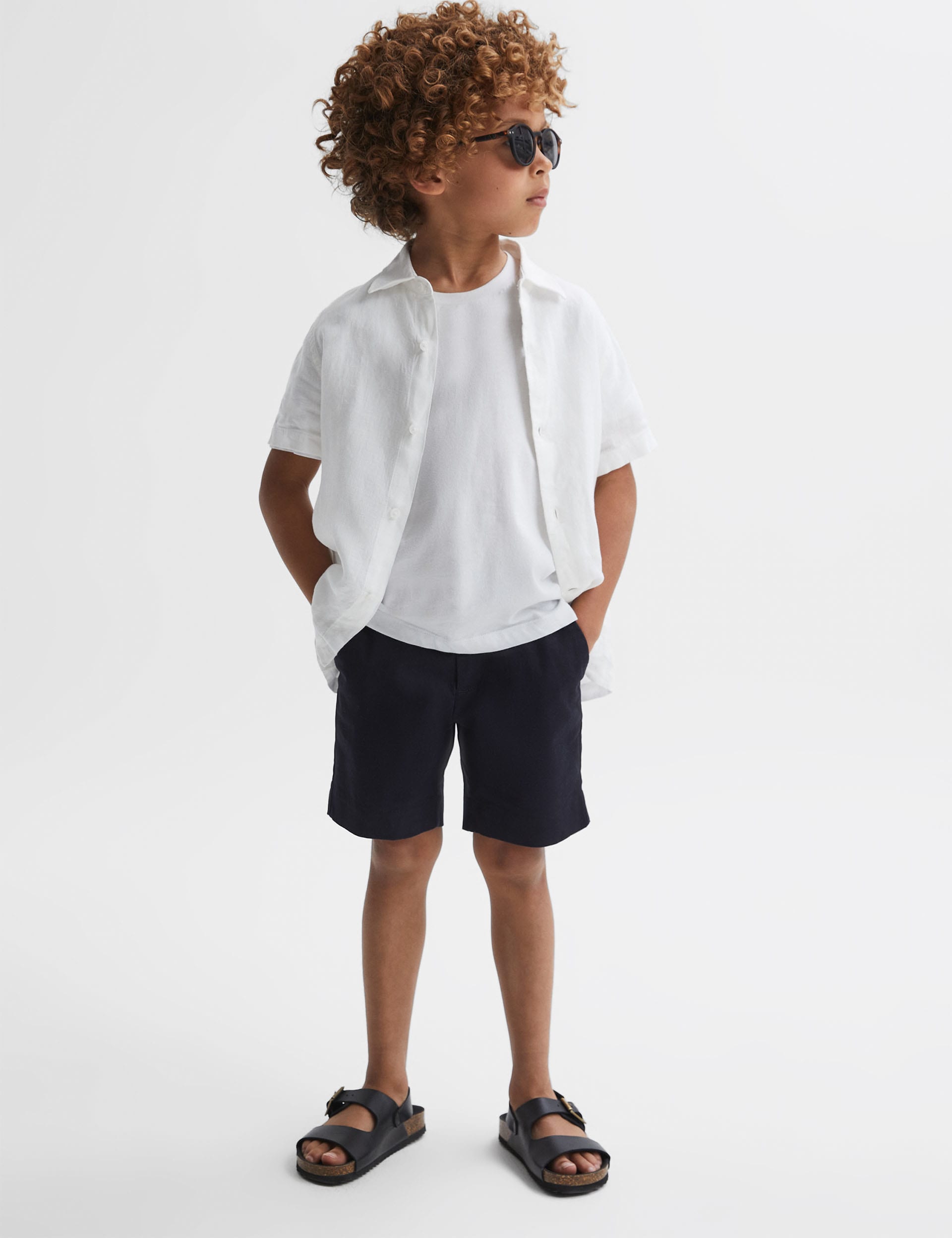 Reiss Boys Cotton Rich Chino Shorts (3-14 Yrs) - 7-8 Y - Dark Blue, Dark Blue