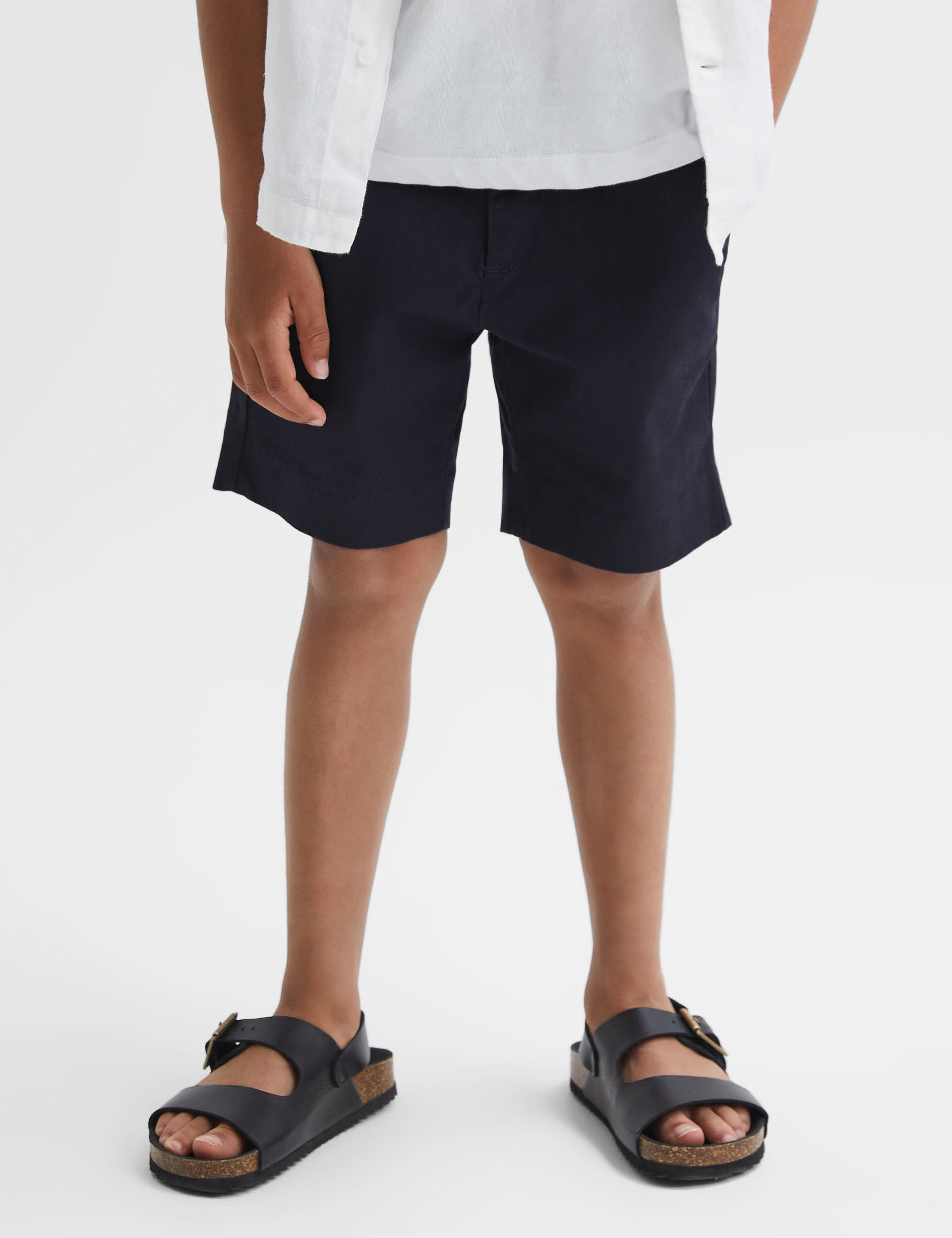 Reiss Boys Cotton Rich Chino Shorts (3-14 Yrs) - 7-8 Y - Dark Blue, Dark Blue