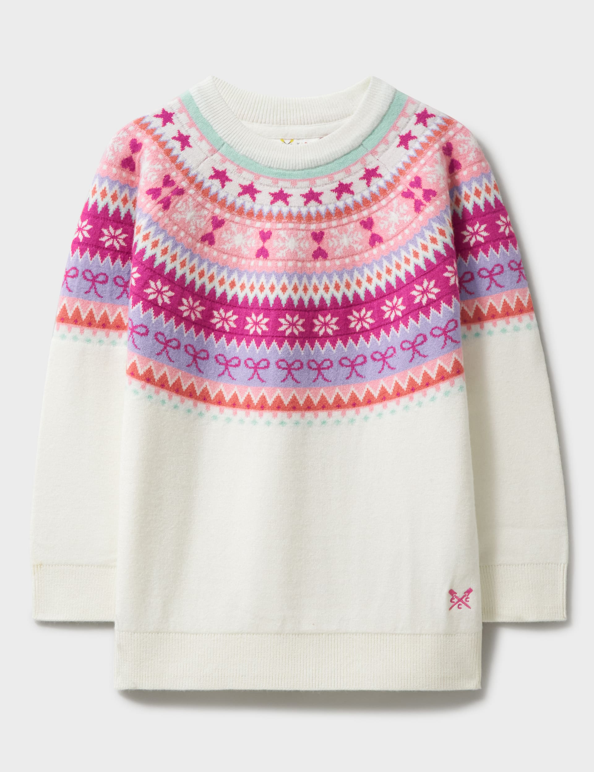 Crew Clothing Girls Fair Isle Jumper (3-12 Yrs) - 9-10Y - Ivory Mix, Ivory Mix