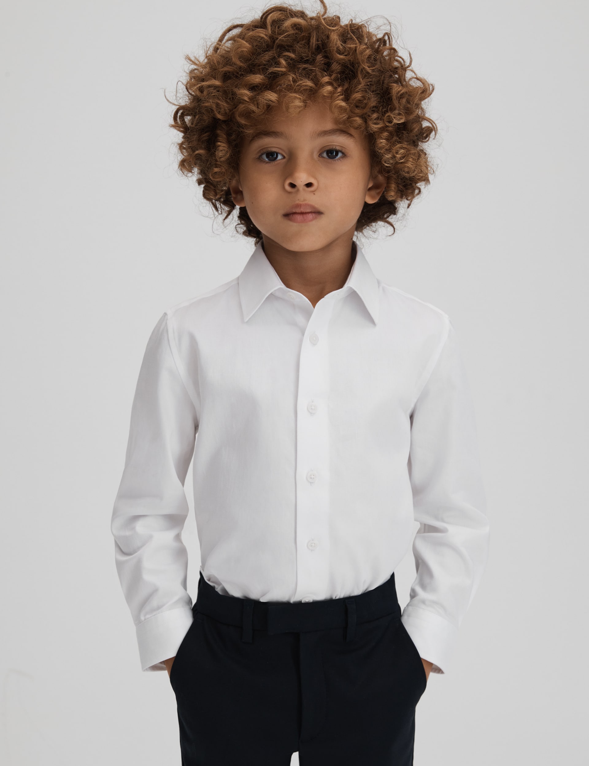 Reiss Boys Pure Cotton Shirt (3-14 Yrs) - 5-6 Y - White, White,Light Blue