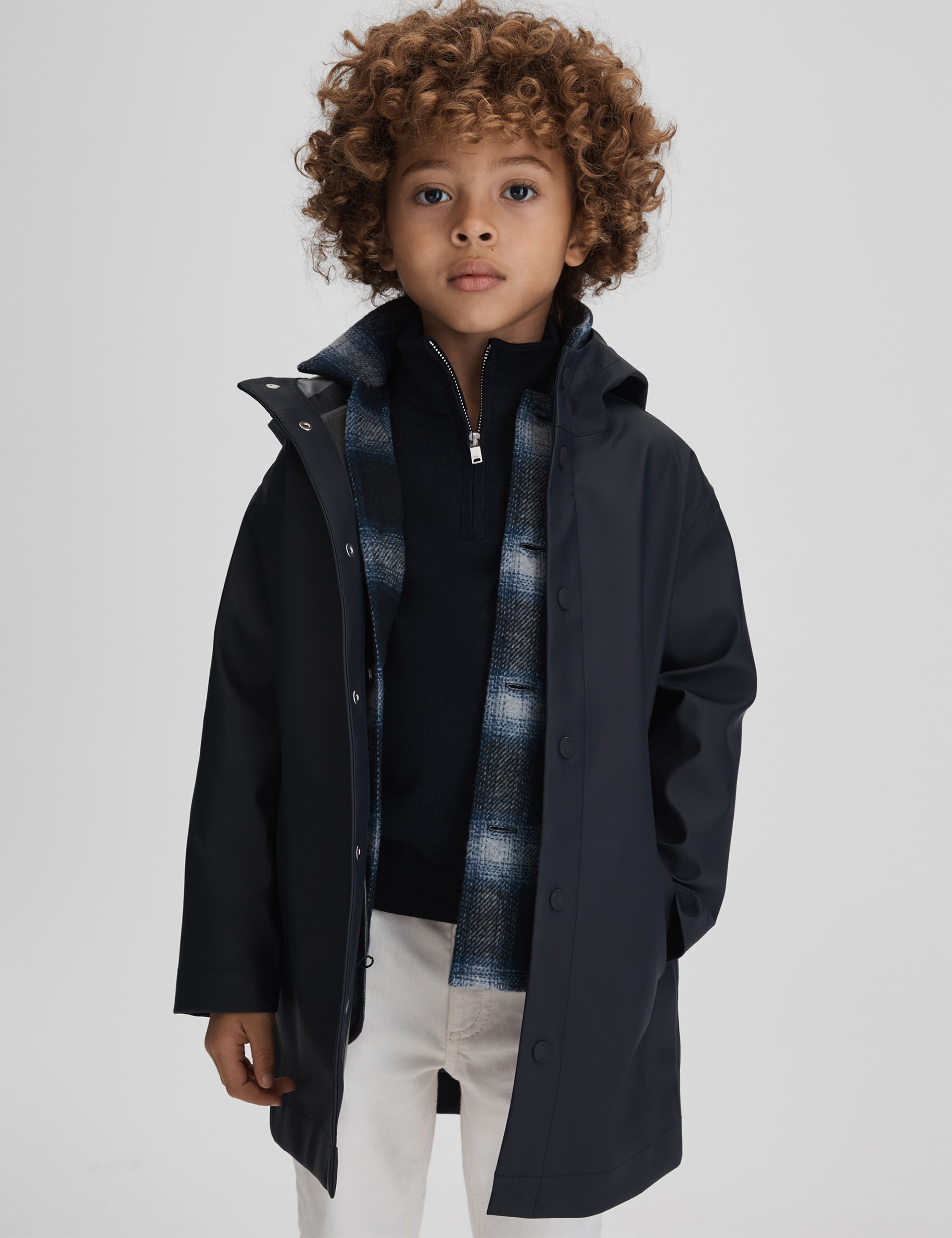 Reiss Boys Hooded Coat (3-14 Yrs) - 4-5 Y - Dark Blue, Dark Blue,Stone