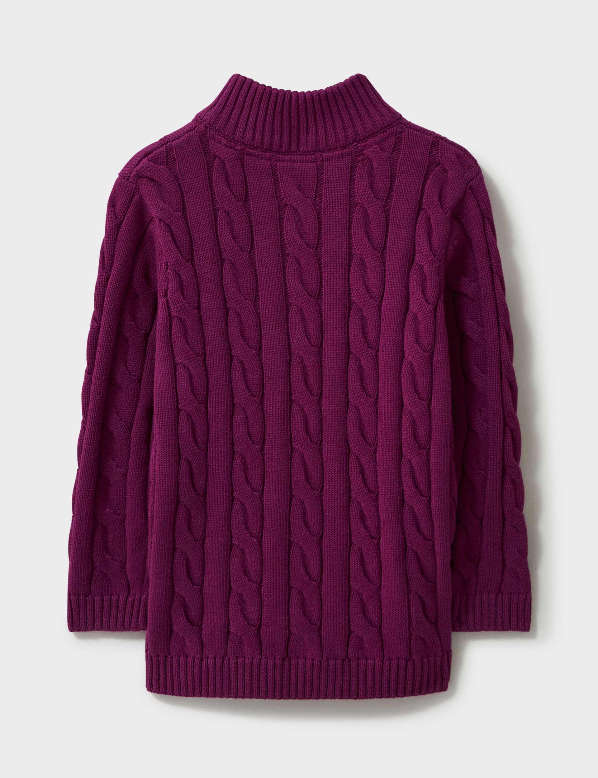 Crew Clothing Boys Pure Cotton Cable Knit Half Zip Jumper (3-12 Yrs) - 6-7 Y - Burgundy, Dark Blue,B