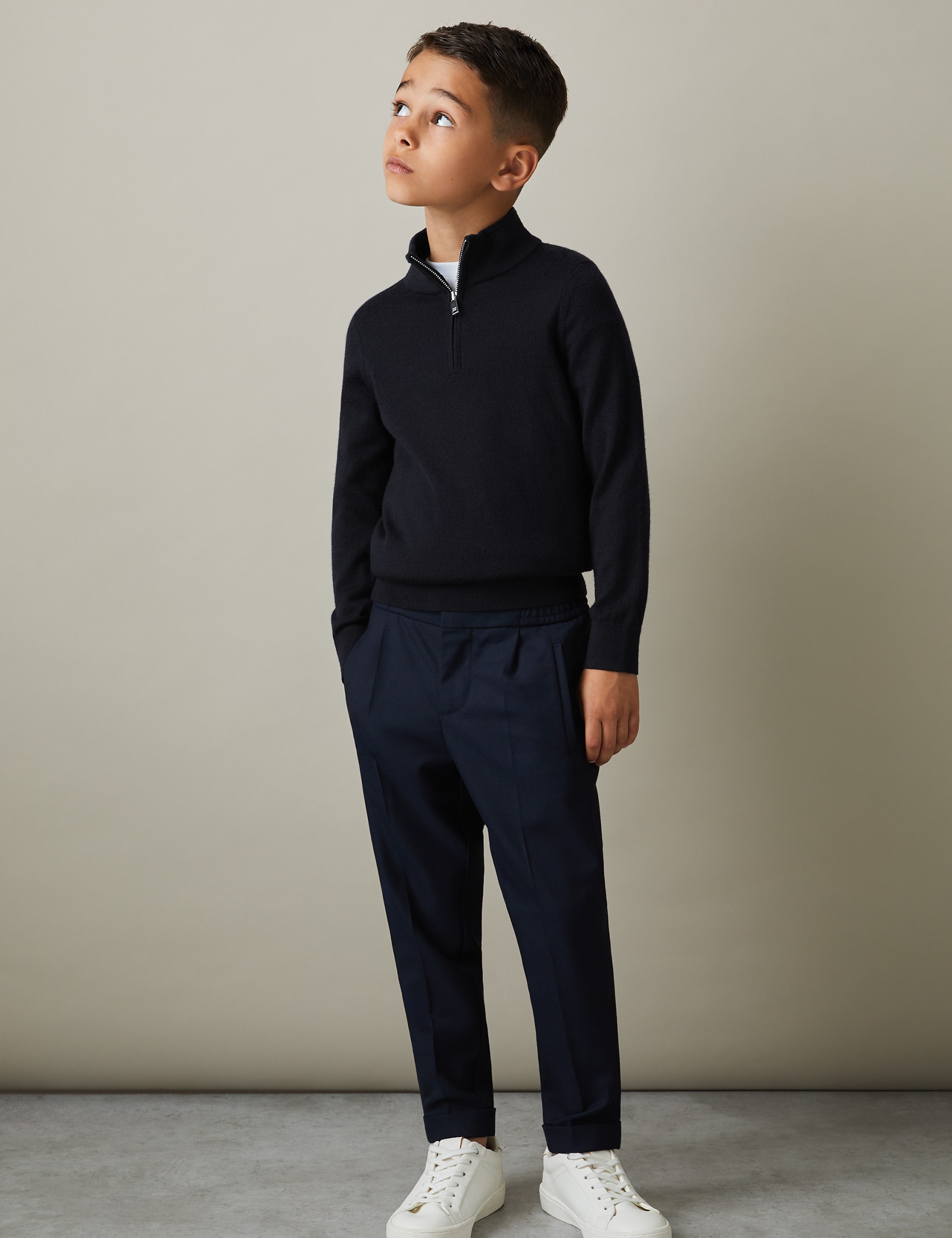 Reiss Boys Wool Half Zip Jumper (3-14 Yrs) - 7-8 Y - Navy, Navy,Dark Blue