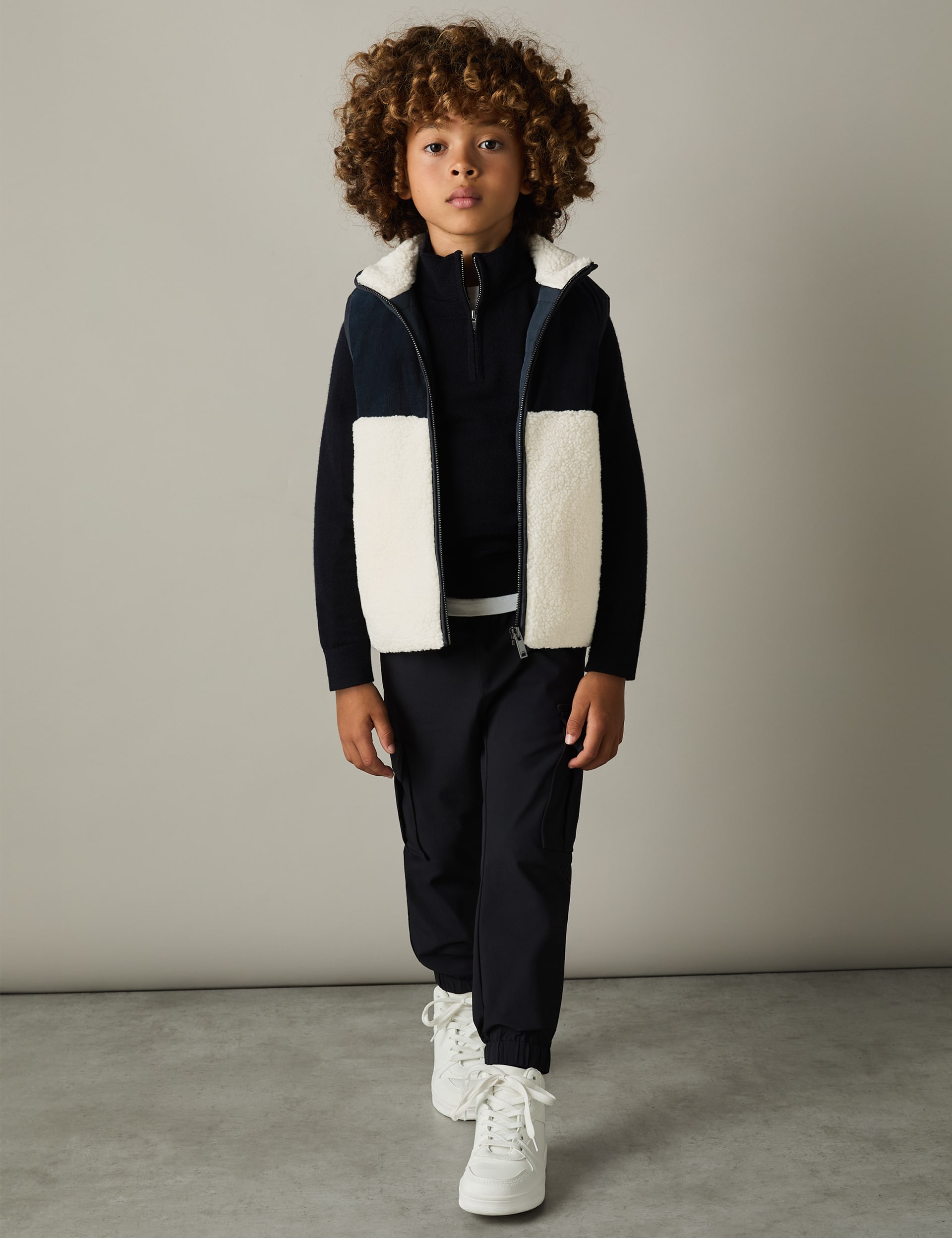 Reiss Boys Cord & Borg Gilet (3-14 Yrs) - 13-14 - Dark Blue, Dark Blue