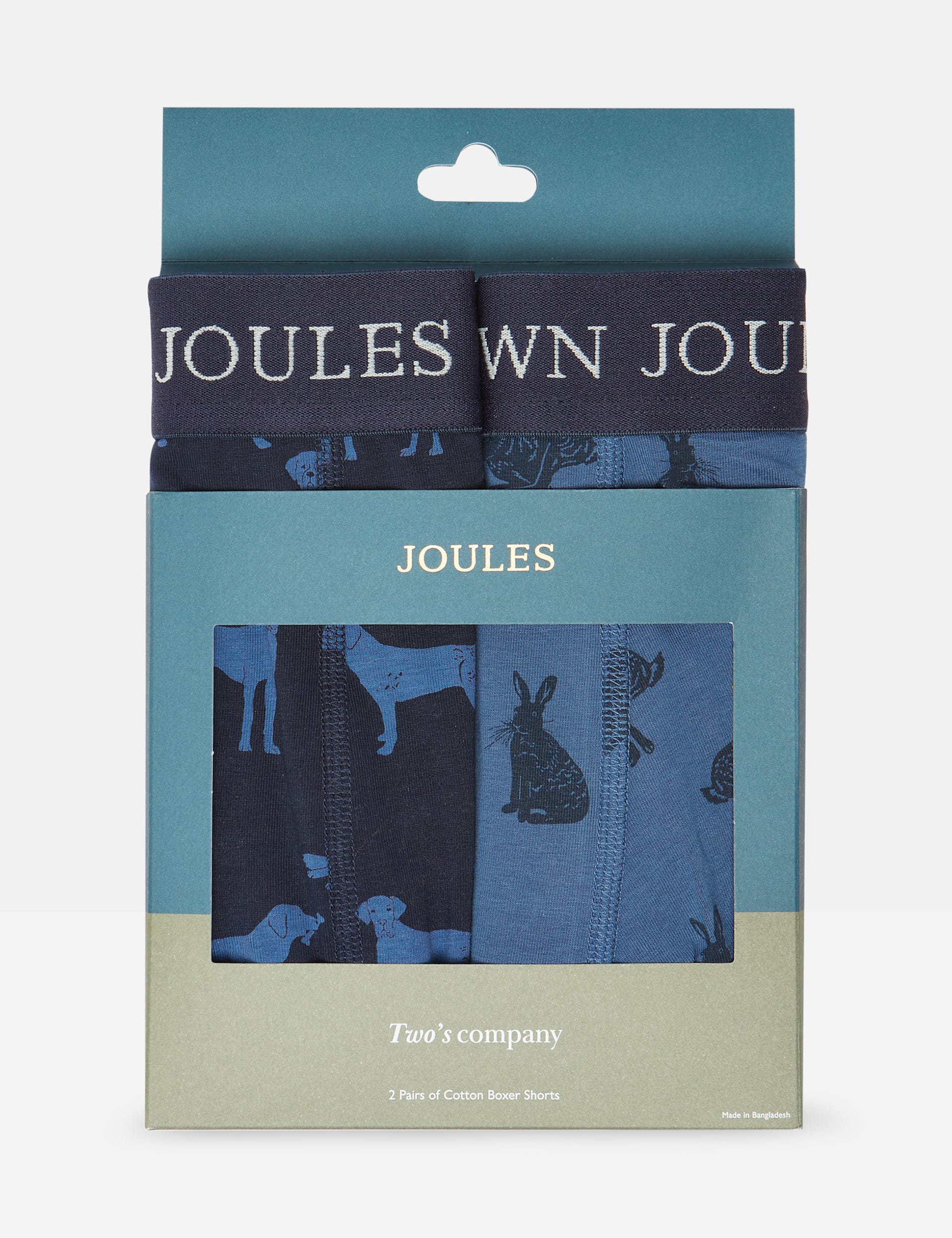 Joules Men's 2 Pack Jersey Animal Print Boxers - Navy Mix, Navy Mix