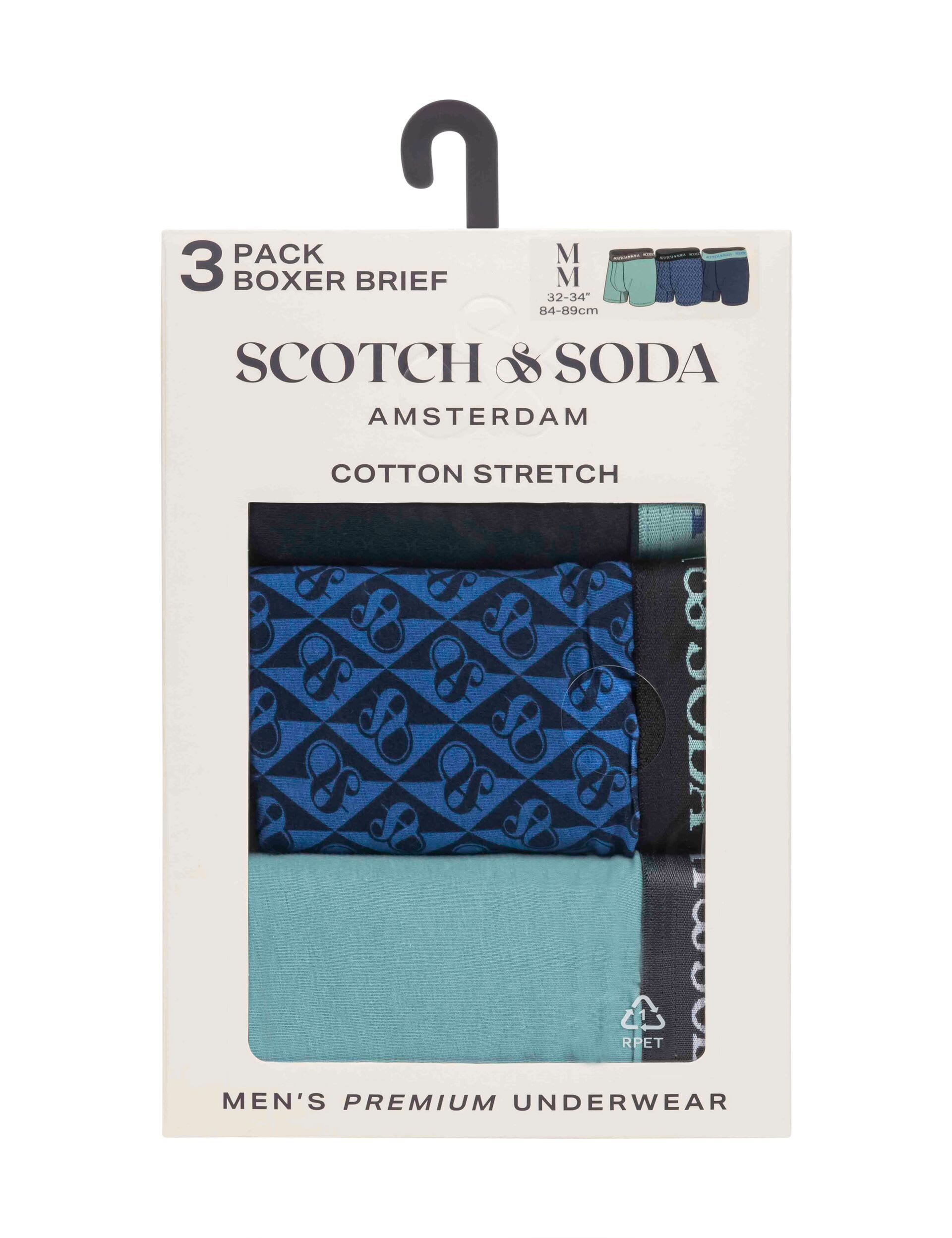 Scotch & Soda Men's 3pk Cotton Rich Patterned Boxers - XL - Multi, Multi