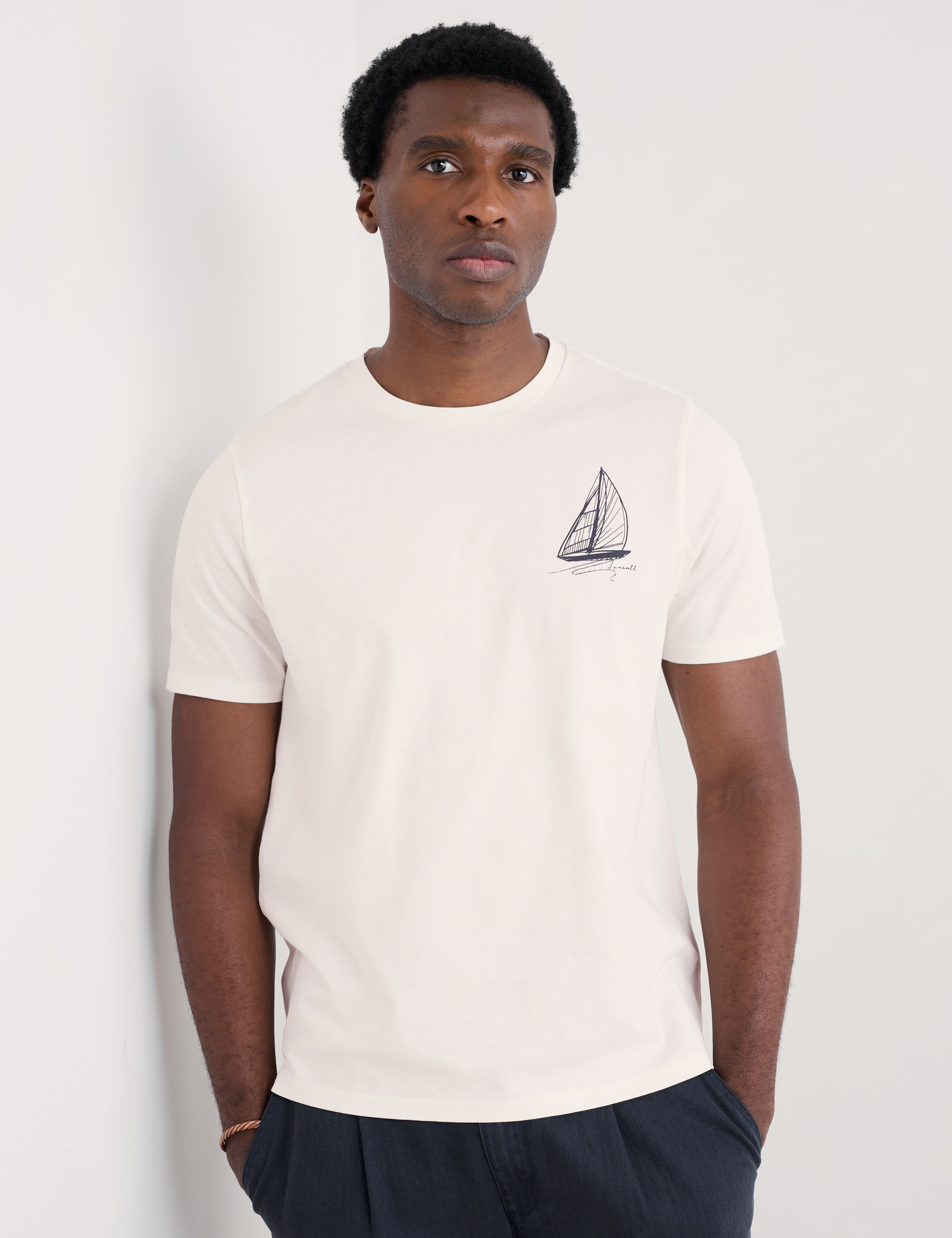 Seasalt Cornwall Men's Pure Cotton Boat Graphic T-Shirt - M - White Mix, White Mix