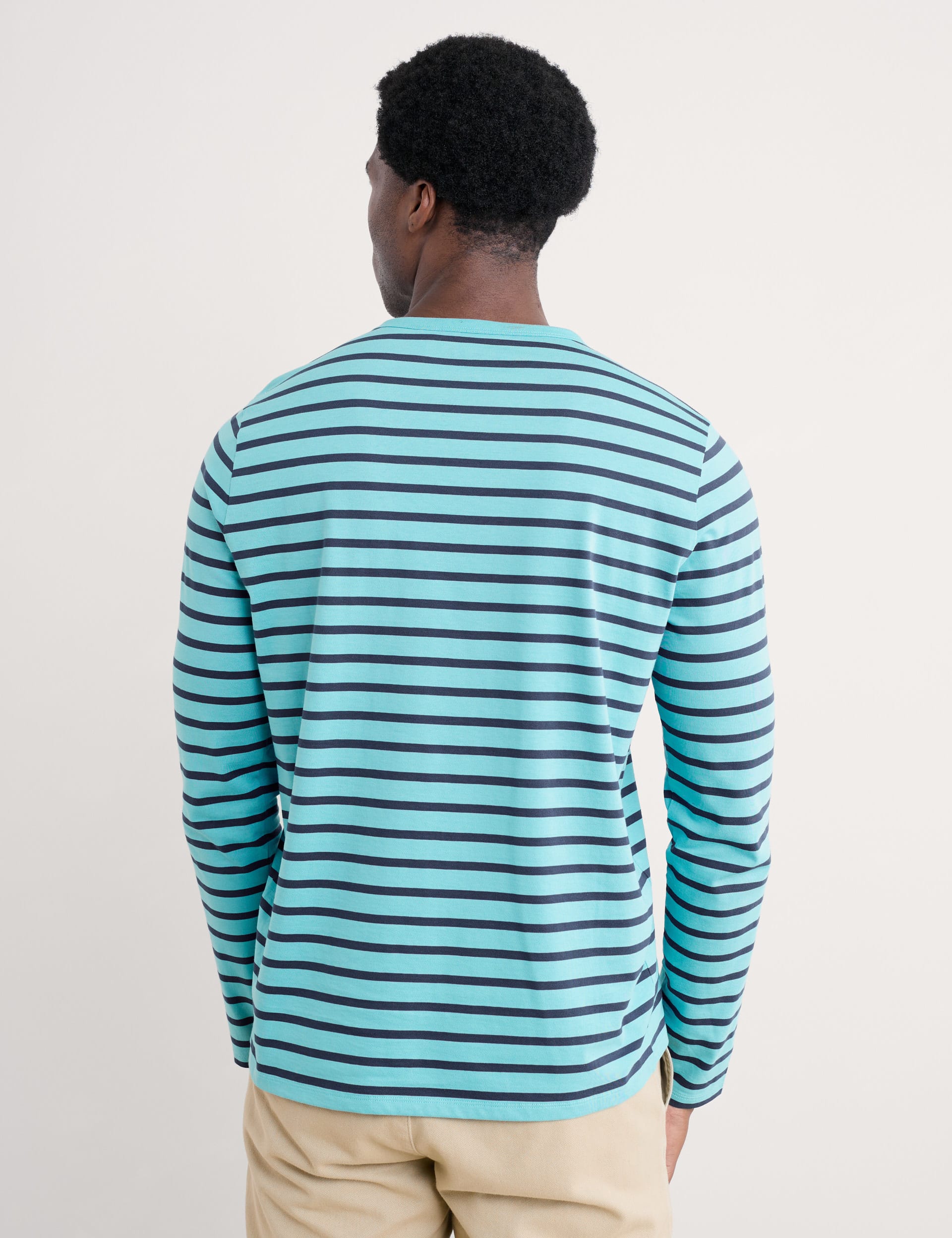 Seasalt Cornwall Men's Pure Cotton Striped Crew Neck Top - M - Teal Mix, Teal Mix