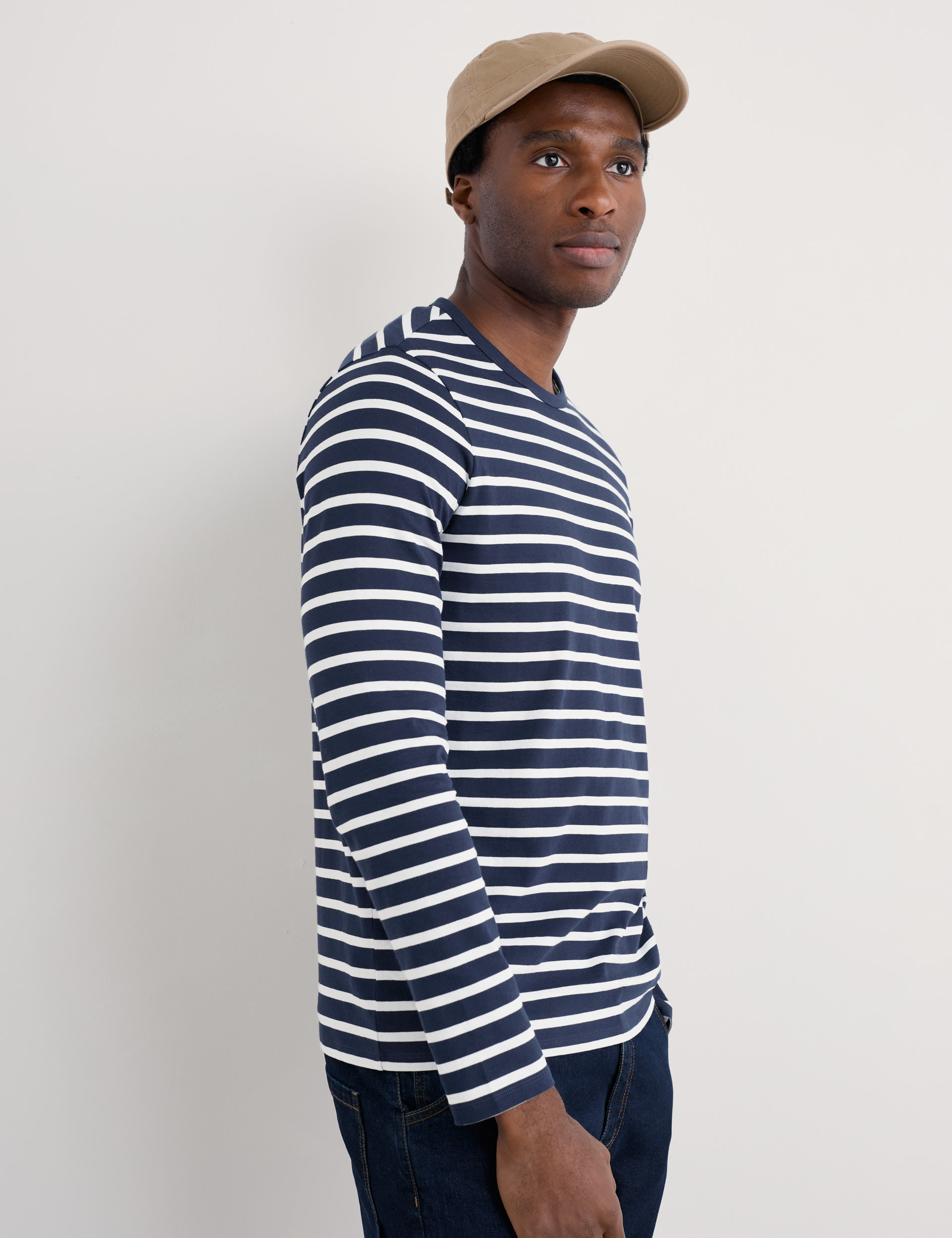 Seasalt Cornwall Men's Pure Cotton Striped Crew Neck Top - L - Navy Mix, Navy Mix