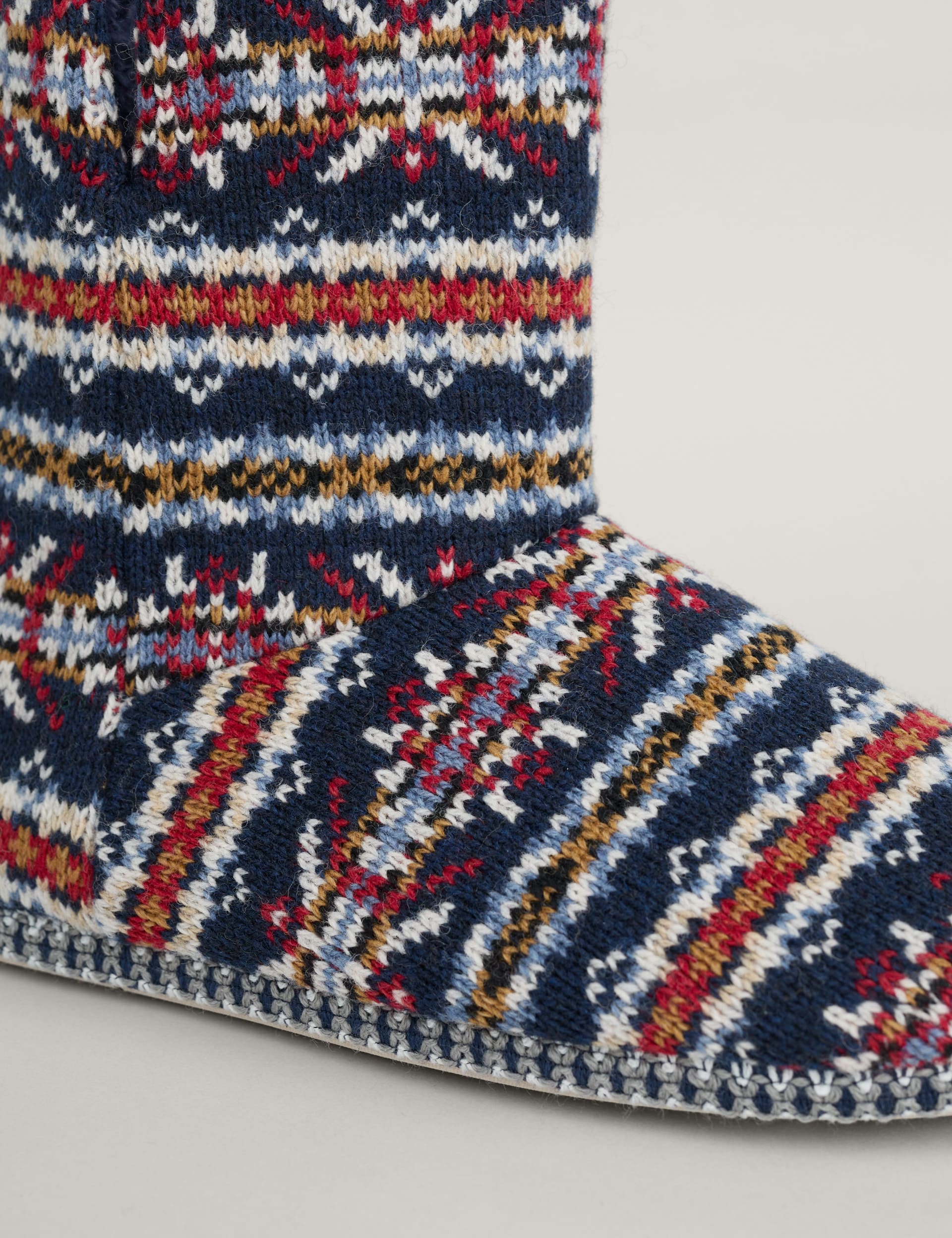 Seasalt Cornwall Men's Fair Isle Fleece Lined Slipper Boots - M-L - Multi, Multi