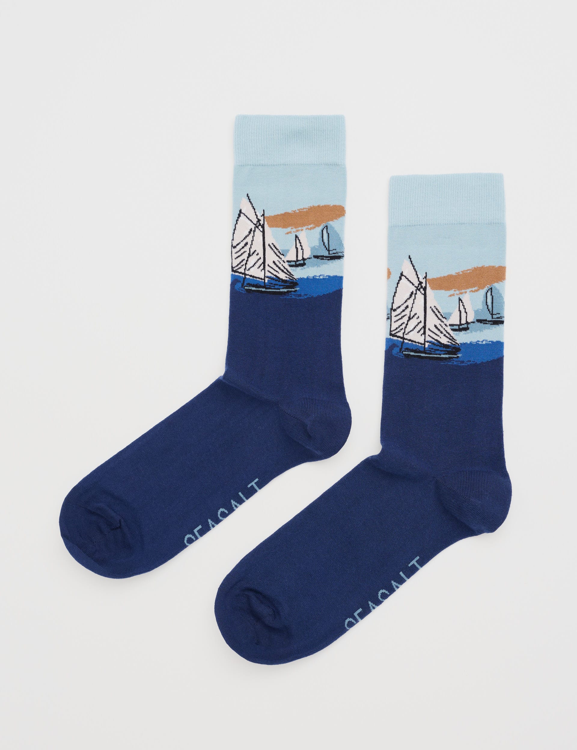 Seasalt Cornwall Men's Sailing Boats Cotton Rich Socks - Navy Mix, Navy Mix