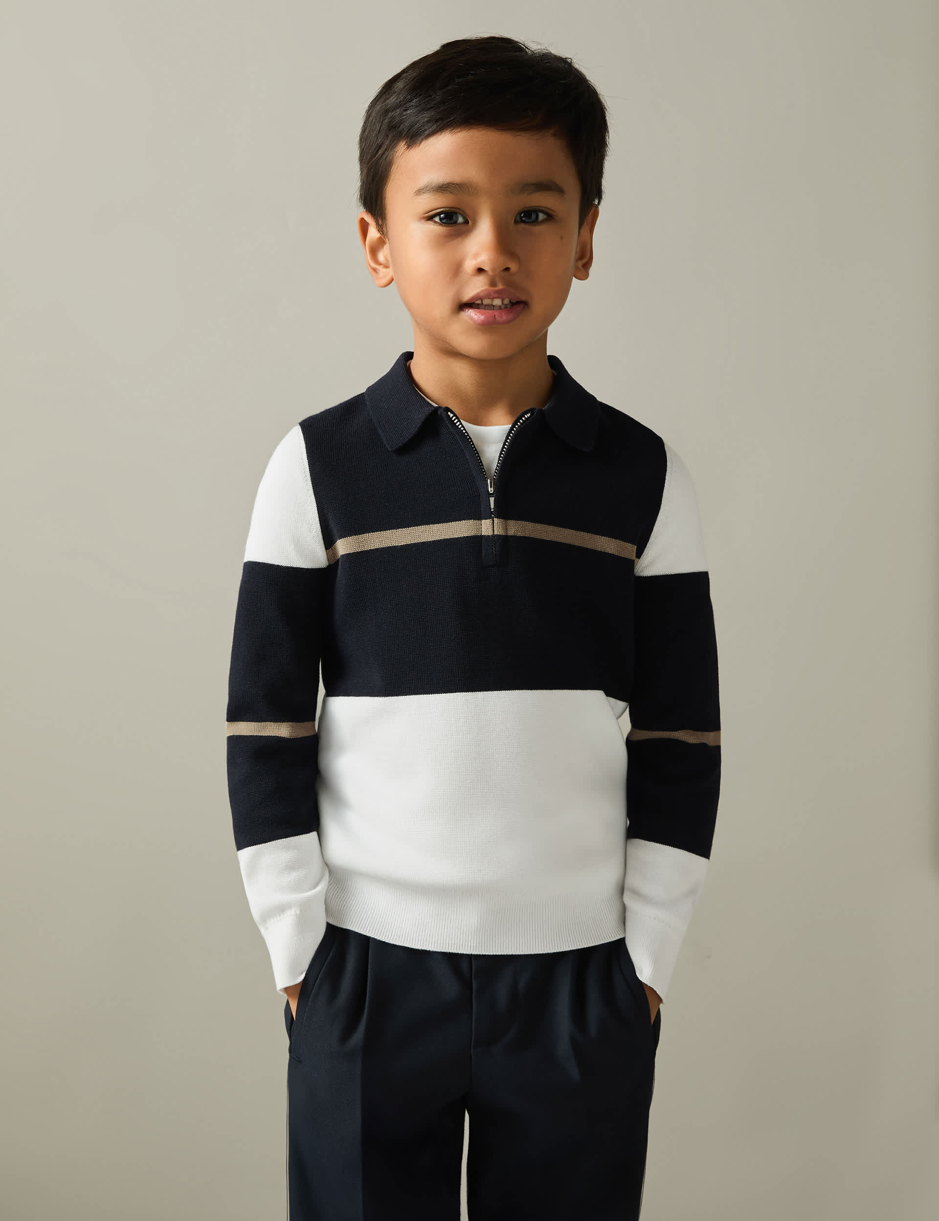 Reiss Boys Cotton Blend Colour Block Polo Shirt (3-14 Yrs) - 13-14 - Blue Mix, Blue Mix