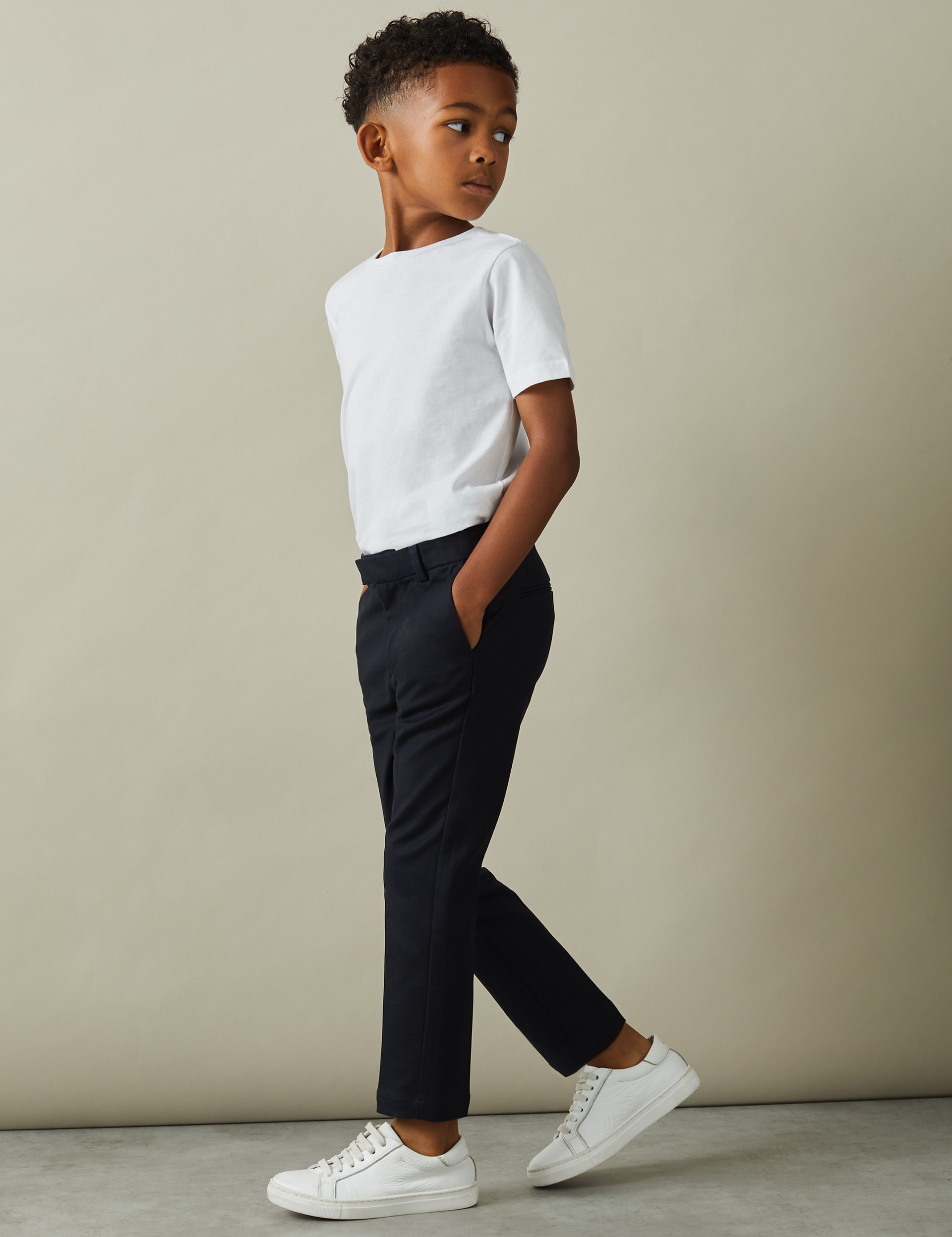 Reiss Boys Slim Cotton Rich Trousers (3-14 Yrs) - 5-6 Y - Navy, Stone,Navy