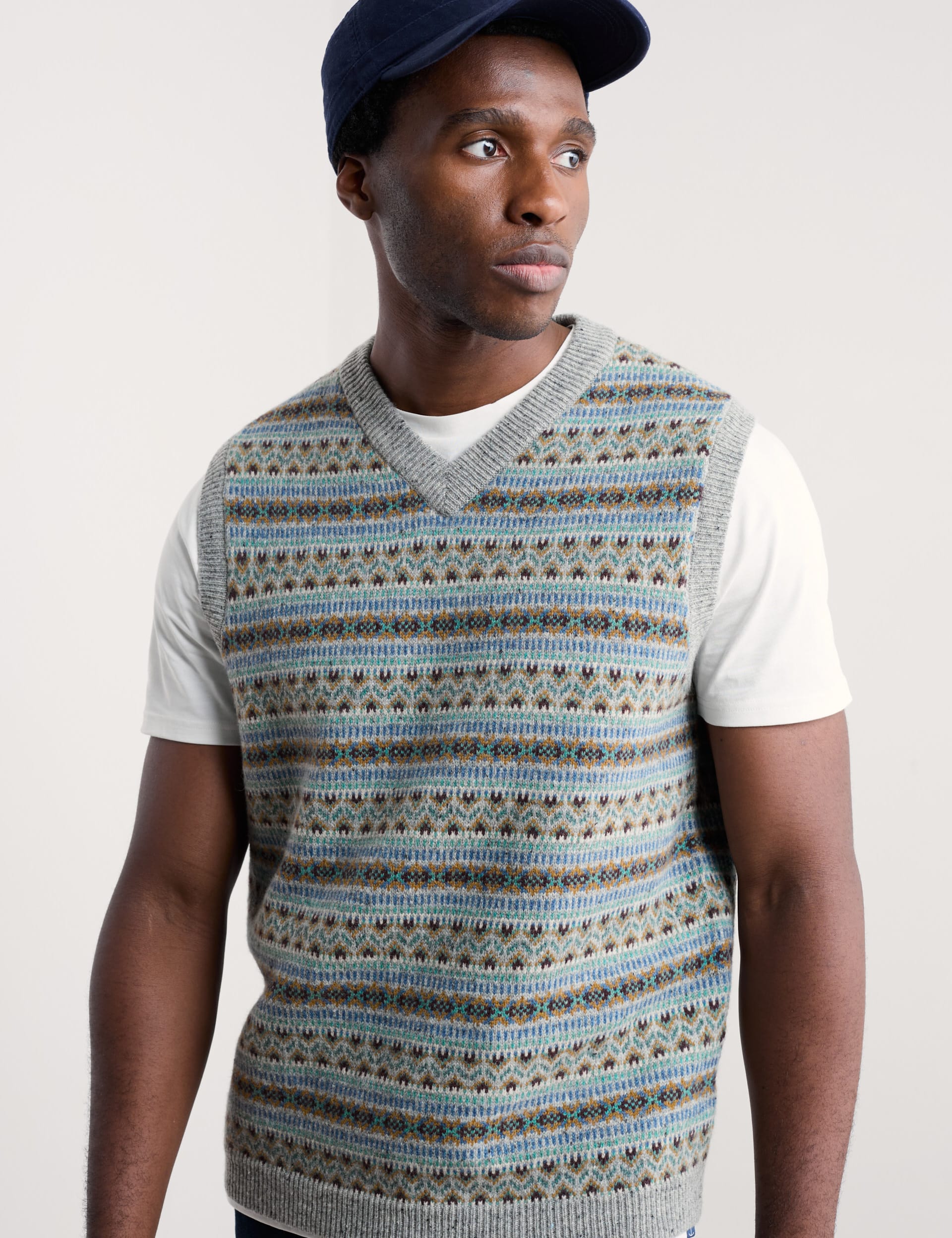 Seasalt Cornwall Men's Lambswool Rich Fair Isle Knitted Vest - Multi, Multi