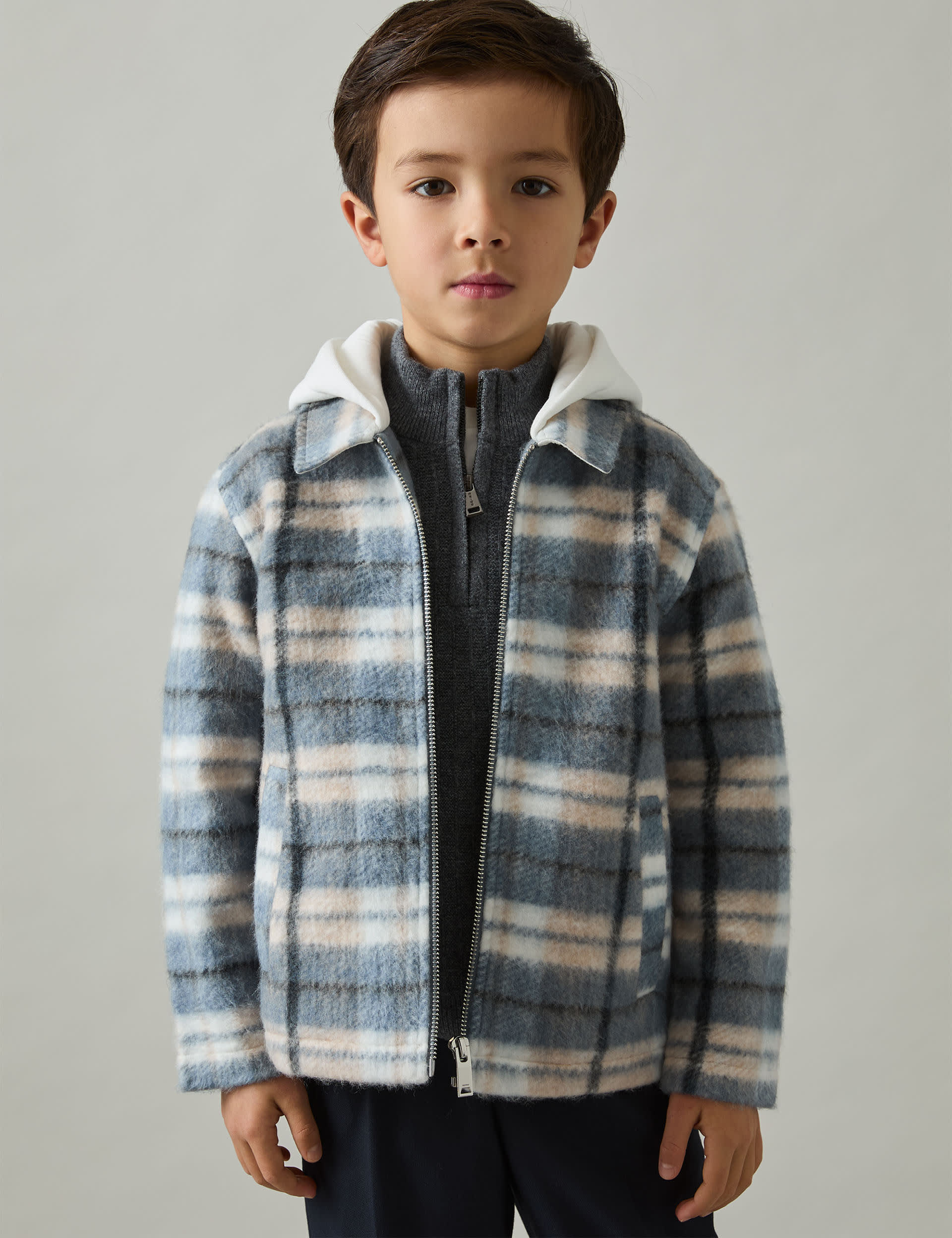 Reiss Boys Checked Jacket (4-14 Yrs) - 8-9 Y - Blue Mix, Blue Mix