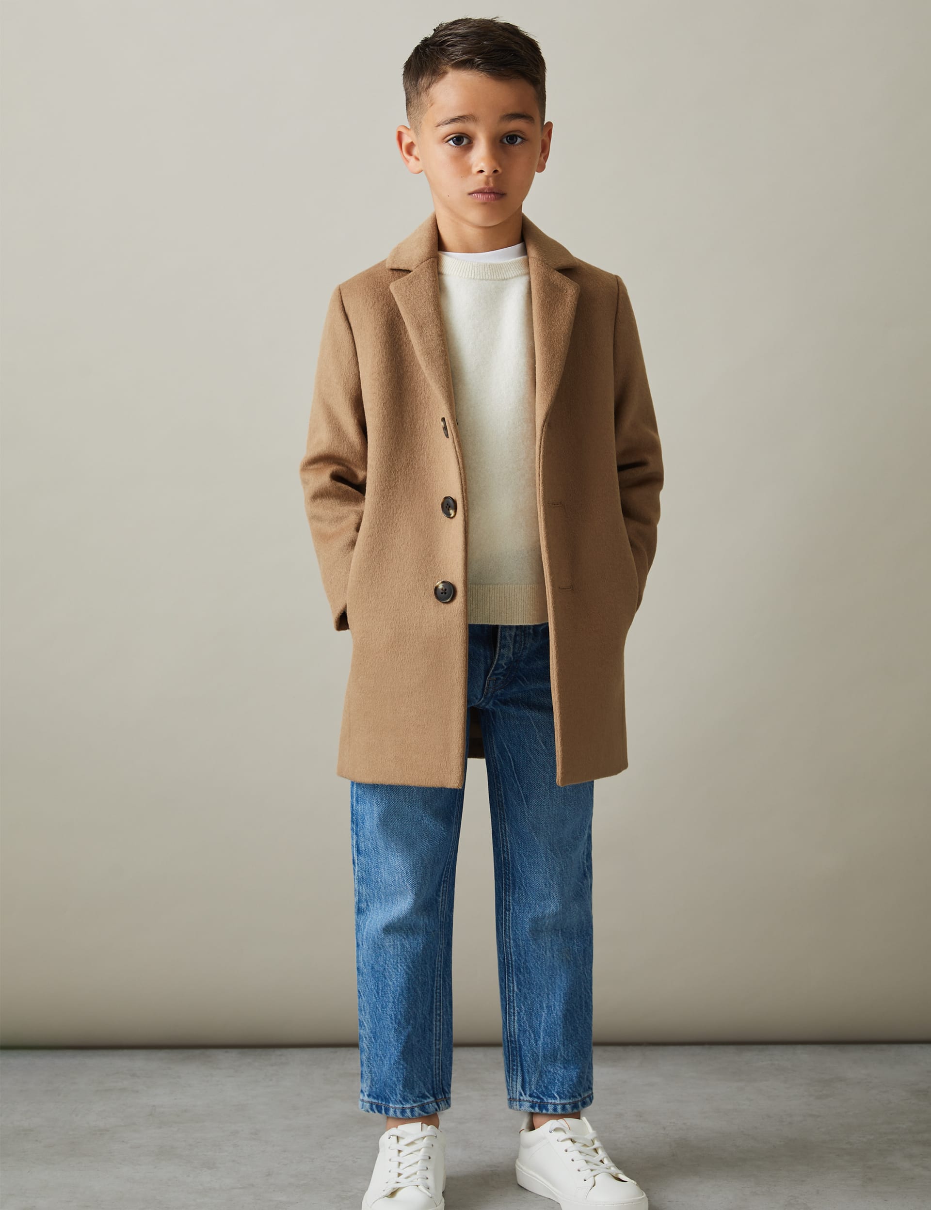 Reiss Boys Wool Blend Coat (3-14 Yrs) - 7-8 Y - Tan, Tan