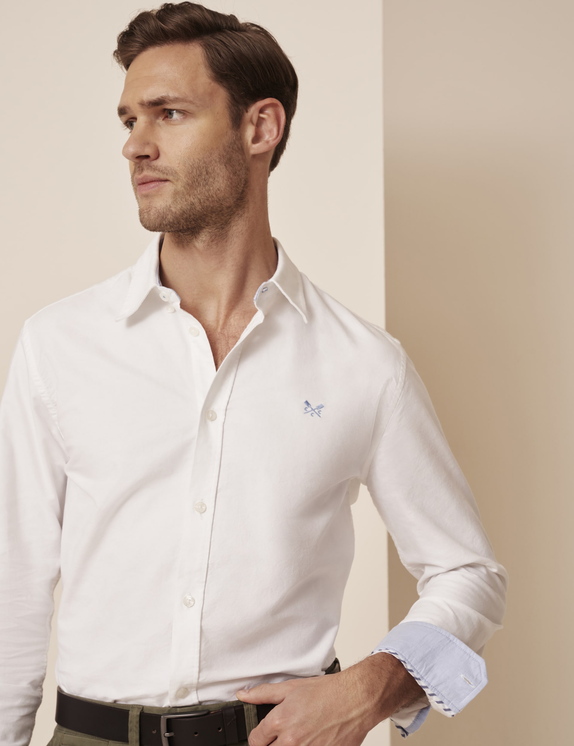 Crew Clothing Men's Pure Cotton Oxford Shirt - White, Light Pink,Light Blue,White