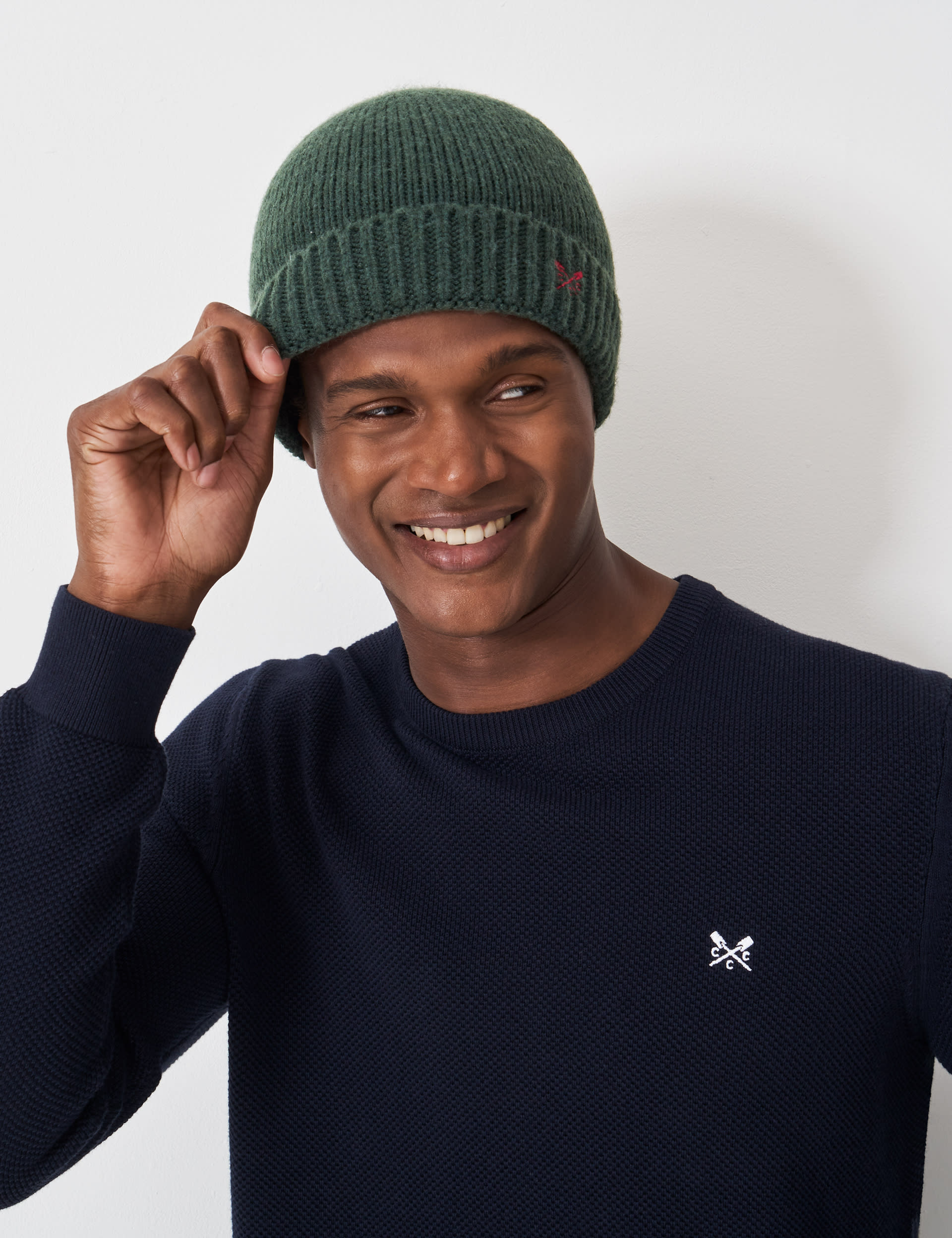 Crew Clothing Men's Ribbed Beanie Hat - one size - Dark Green, Dark Green