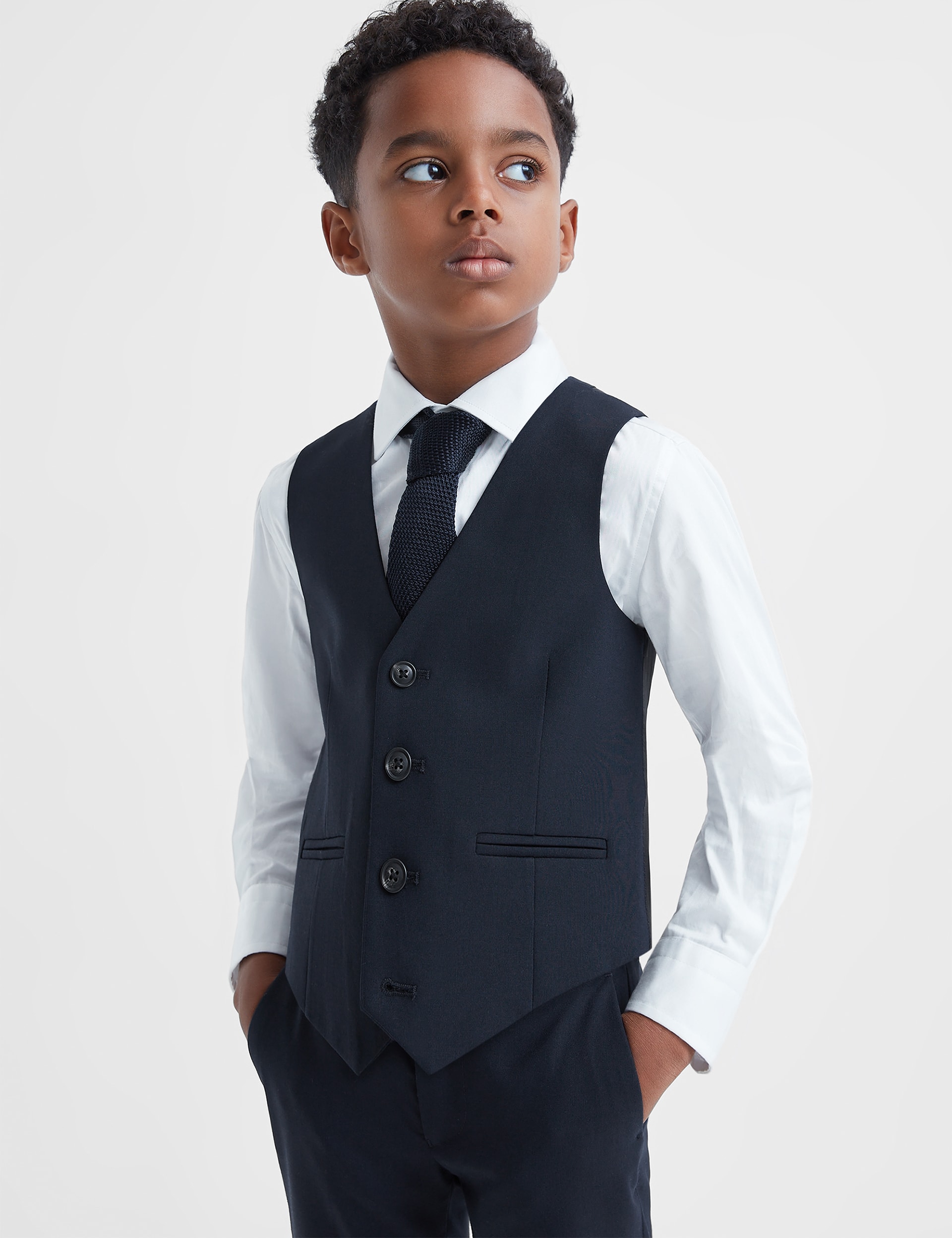 Reiss Boys Wool Blend Suit Waistcoat (3-14 Yrs) - 9-10Y - Dark Blue, Dark Blue