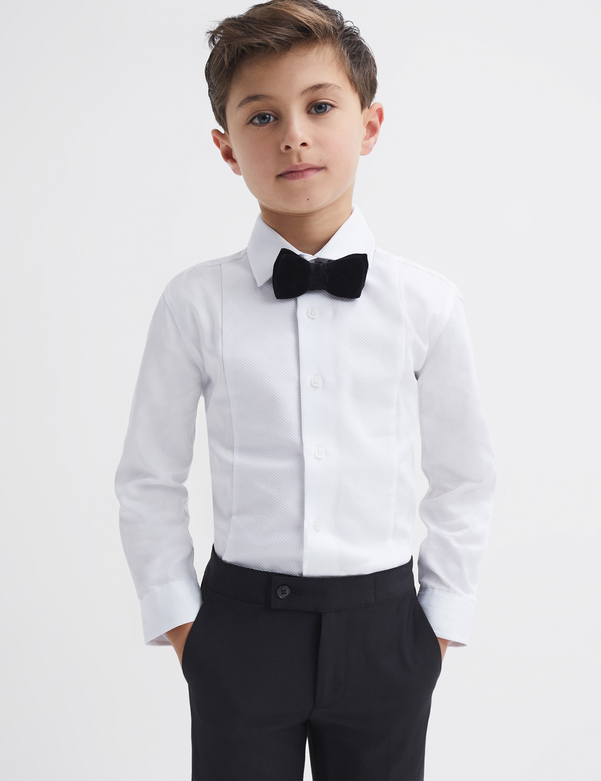 Reiss Boys Pure Cotton Slim Fit Tuxedo Shirt (3-14 Yrs) - 6-7 Y - White, White