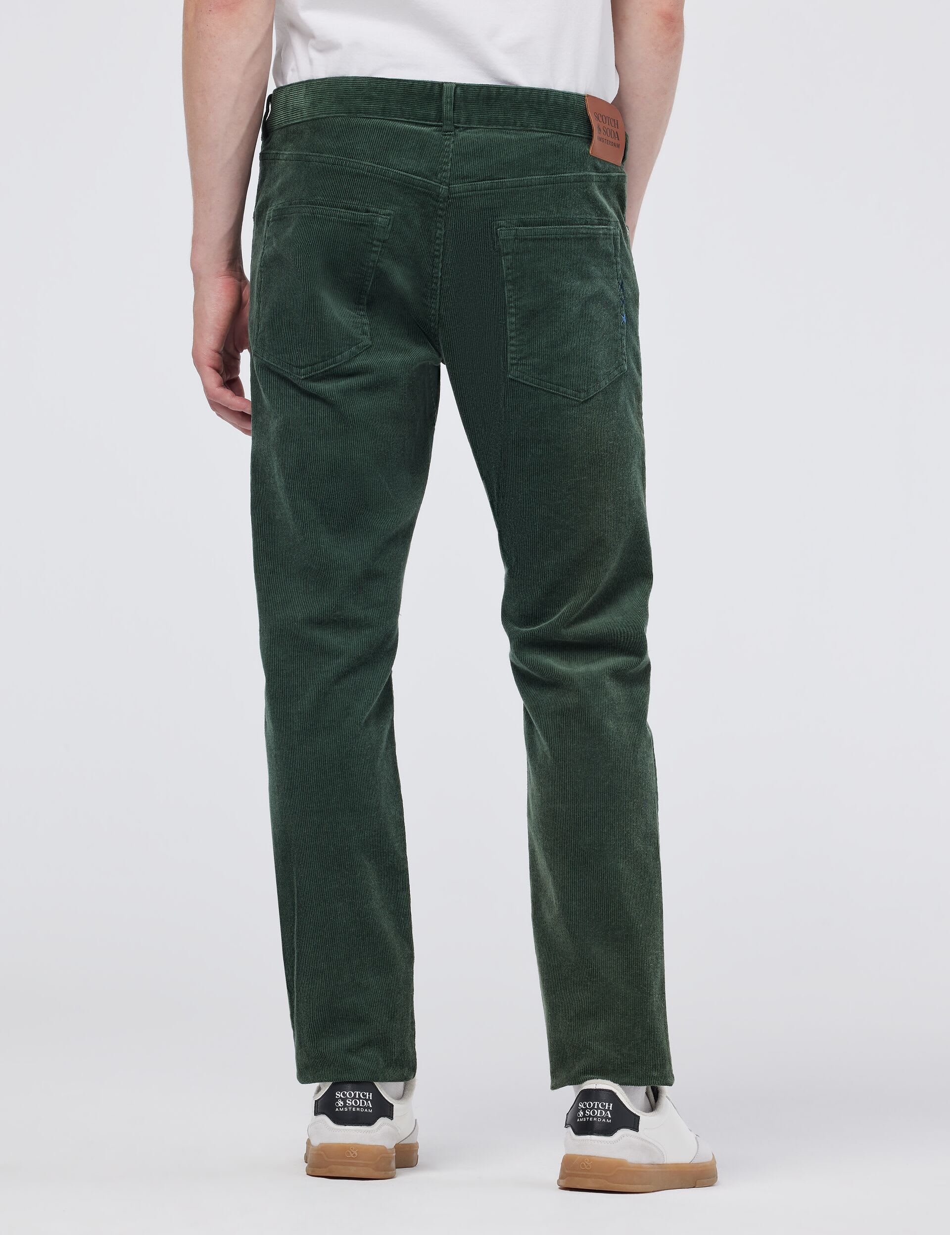 Scotch & Soda Men's Regular Fit Corduroy 5 Pocket Chinos - 36/30 - Dark Green, Dark Green,Beige