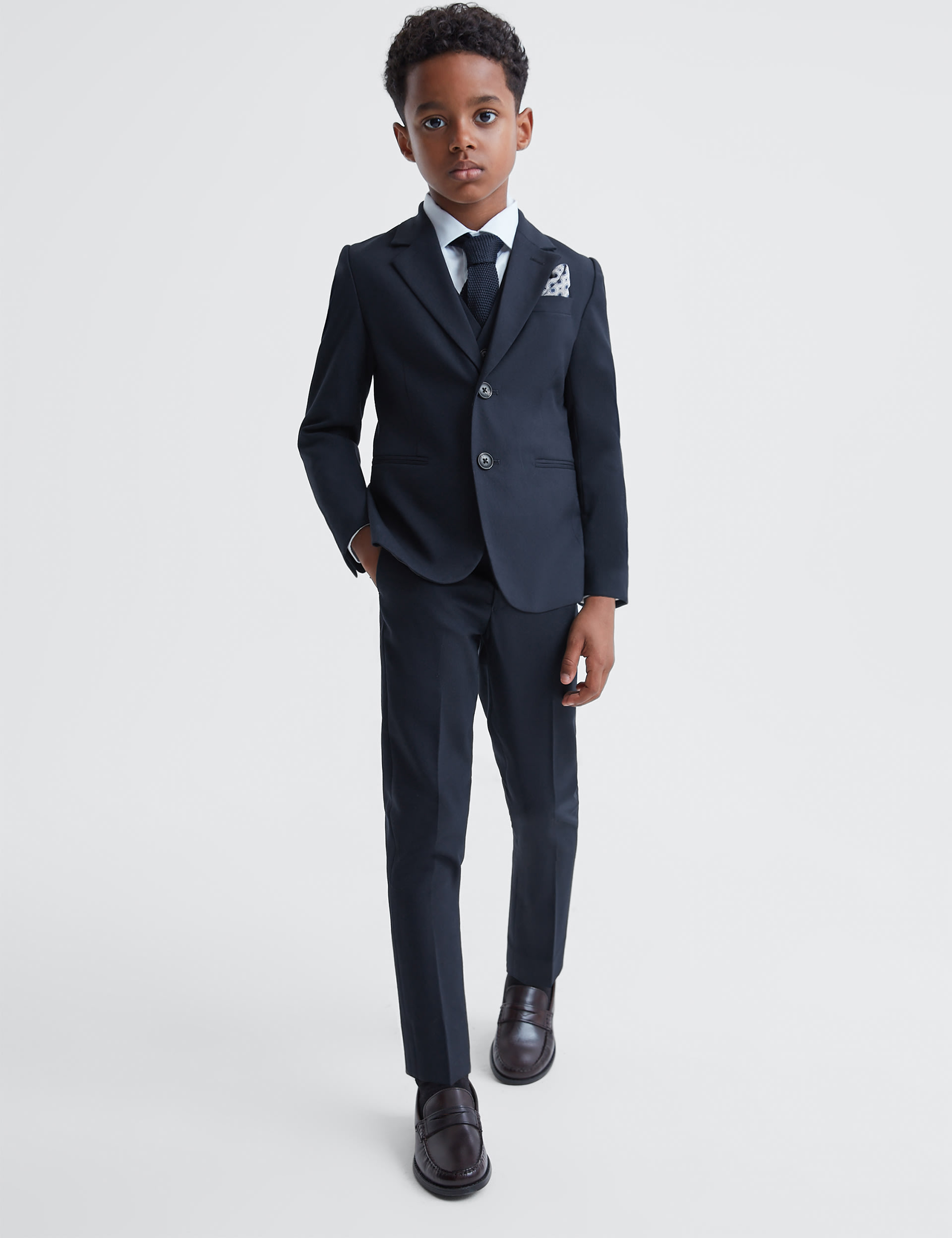 Reiss Boys Wool Blend Suit Trousers (3-14 Yrs) - 4-5 Y - Dark Blue, Dark Blue