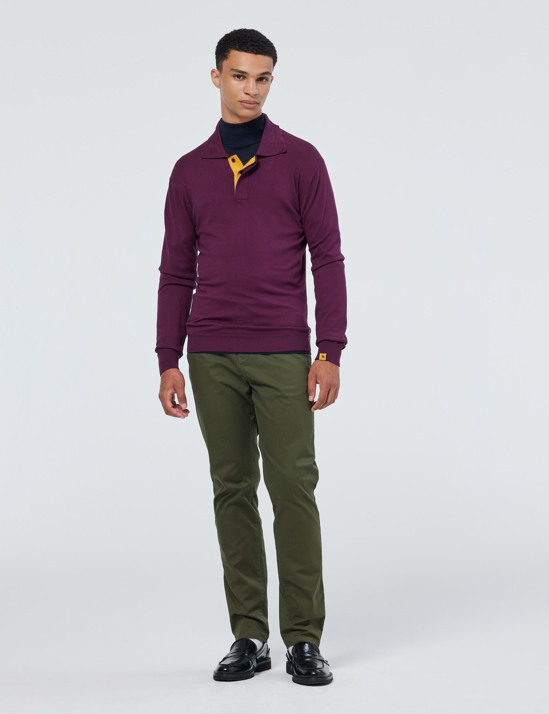 Scotch & Soda Men's Long Sleeve Polo Shirt - Plum, Plum