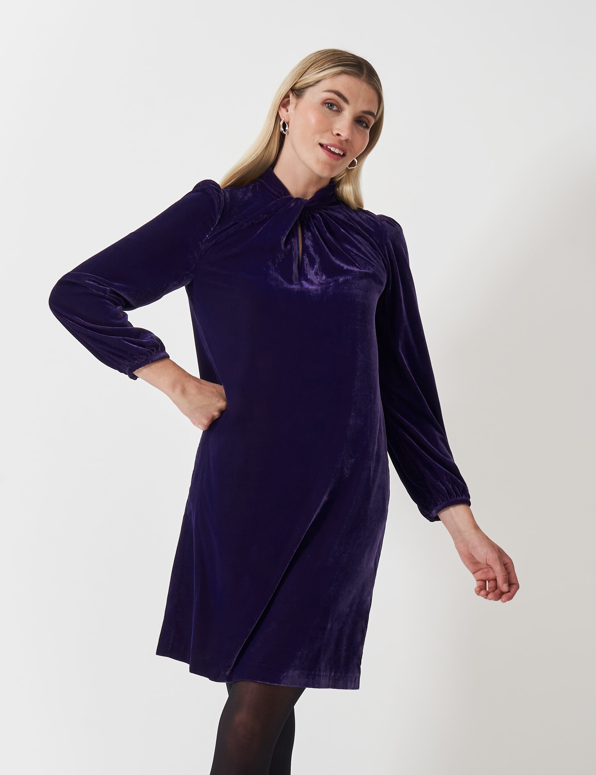 Crew Clothing Women's Velvet Twist Front Shift Dress - 12 - Navy, Navy