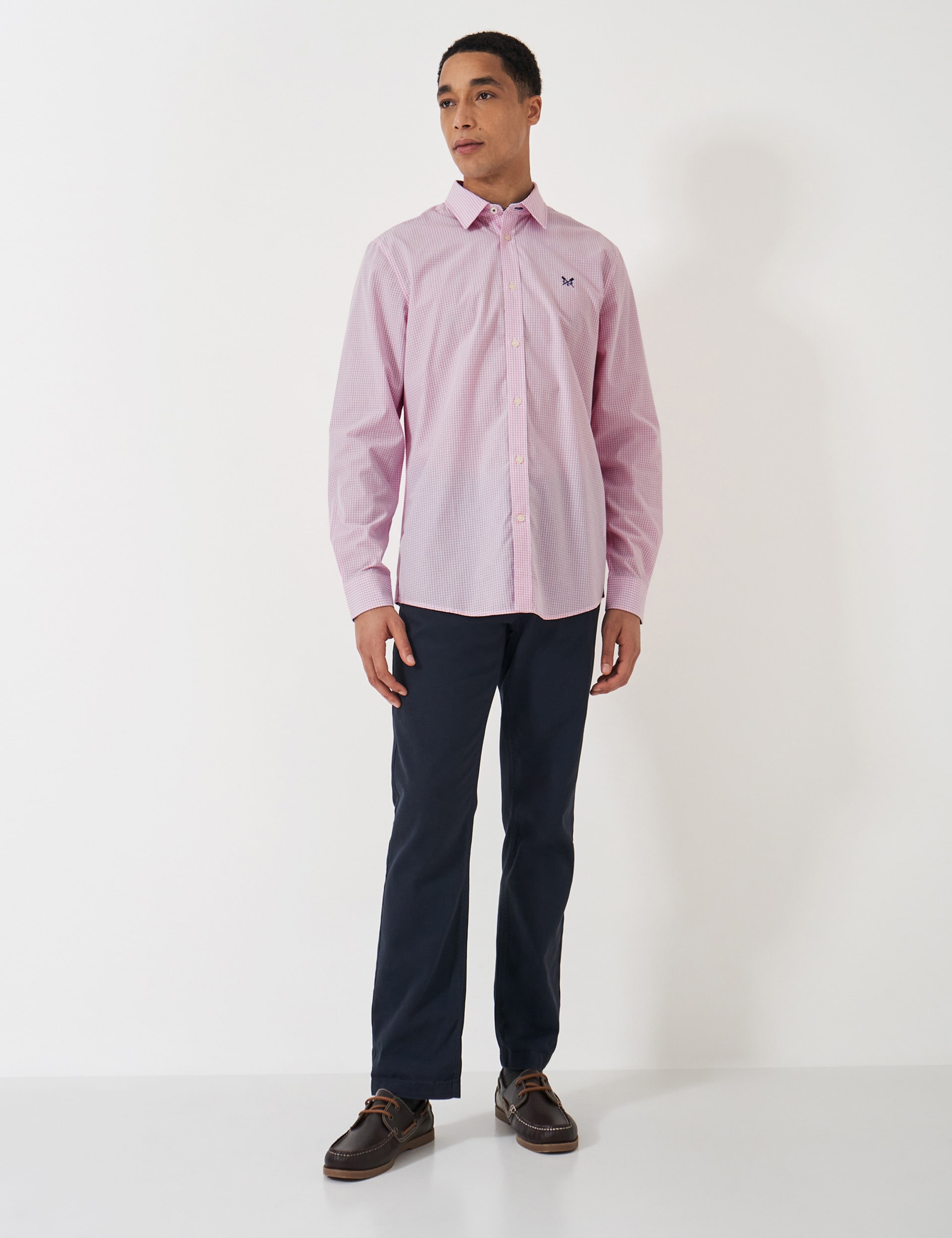 Crew Clothing Men's Pure Cotton Check Shirt - Light Pink Mix, Blue,Navy Mix,Light Pink Mix