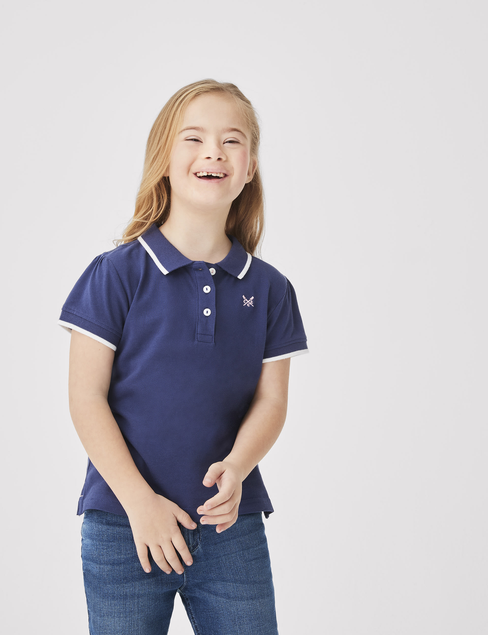 Crew Clothing Girls Pure Cotton Polo Shirt (3-9 Yrs) - 3-4 Y - Navy, Navy