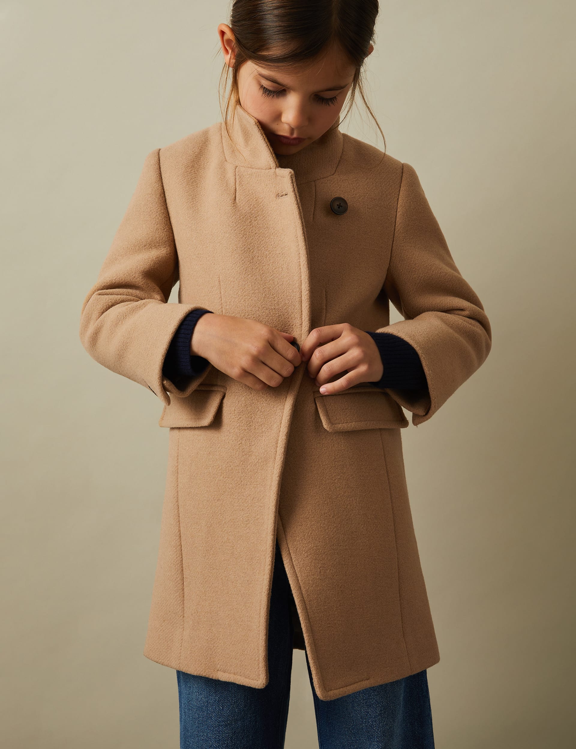 Reiss Girls Wool Blend Coat (4-14 Yrs) - 8-9 Y - Tan, Tan