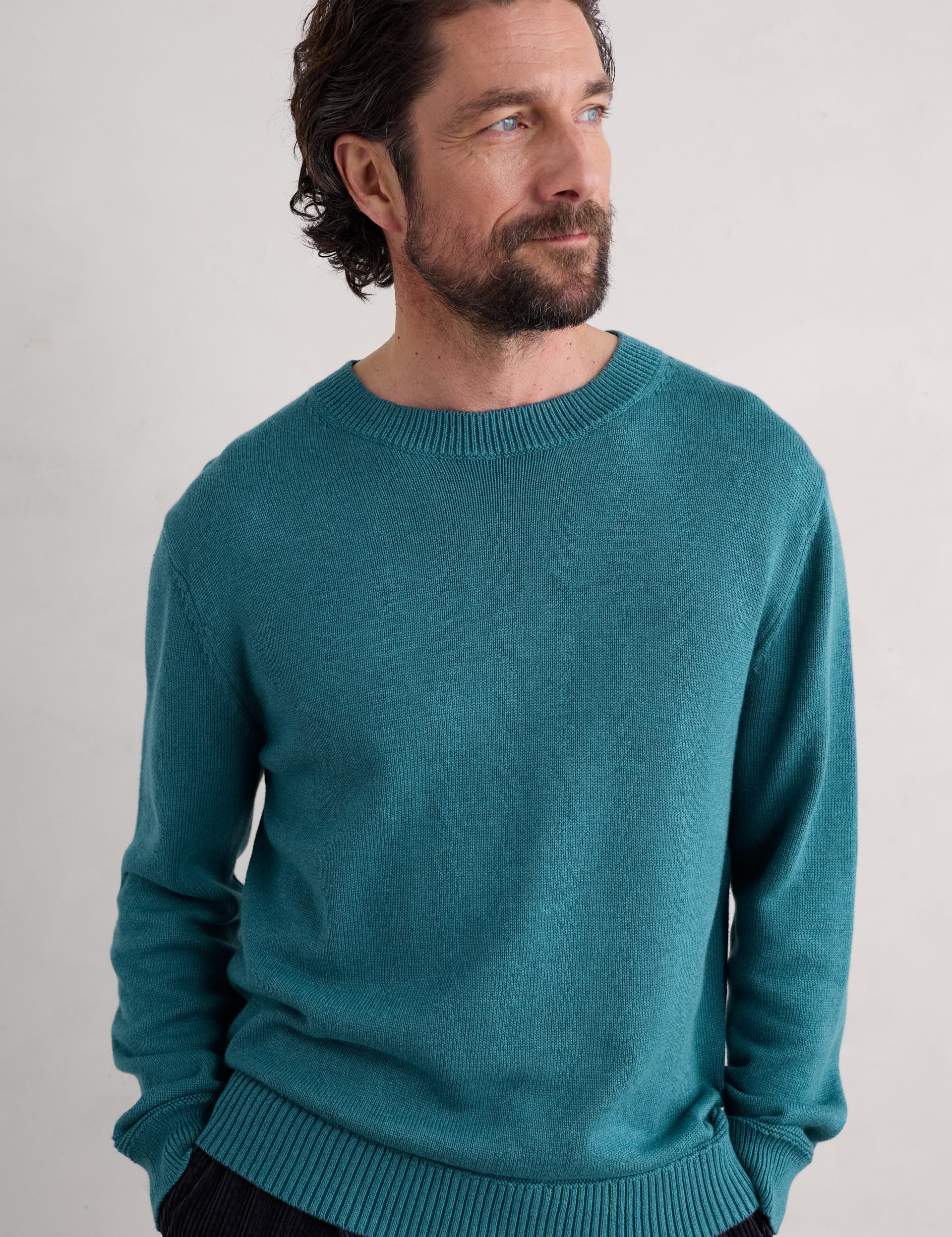 Seasalt Cornwall Men's Pure Cotton Crew Neck Jumper - S - Blue, Blue