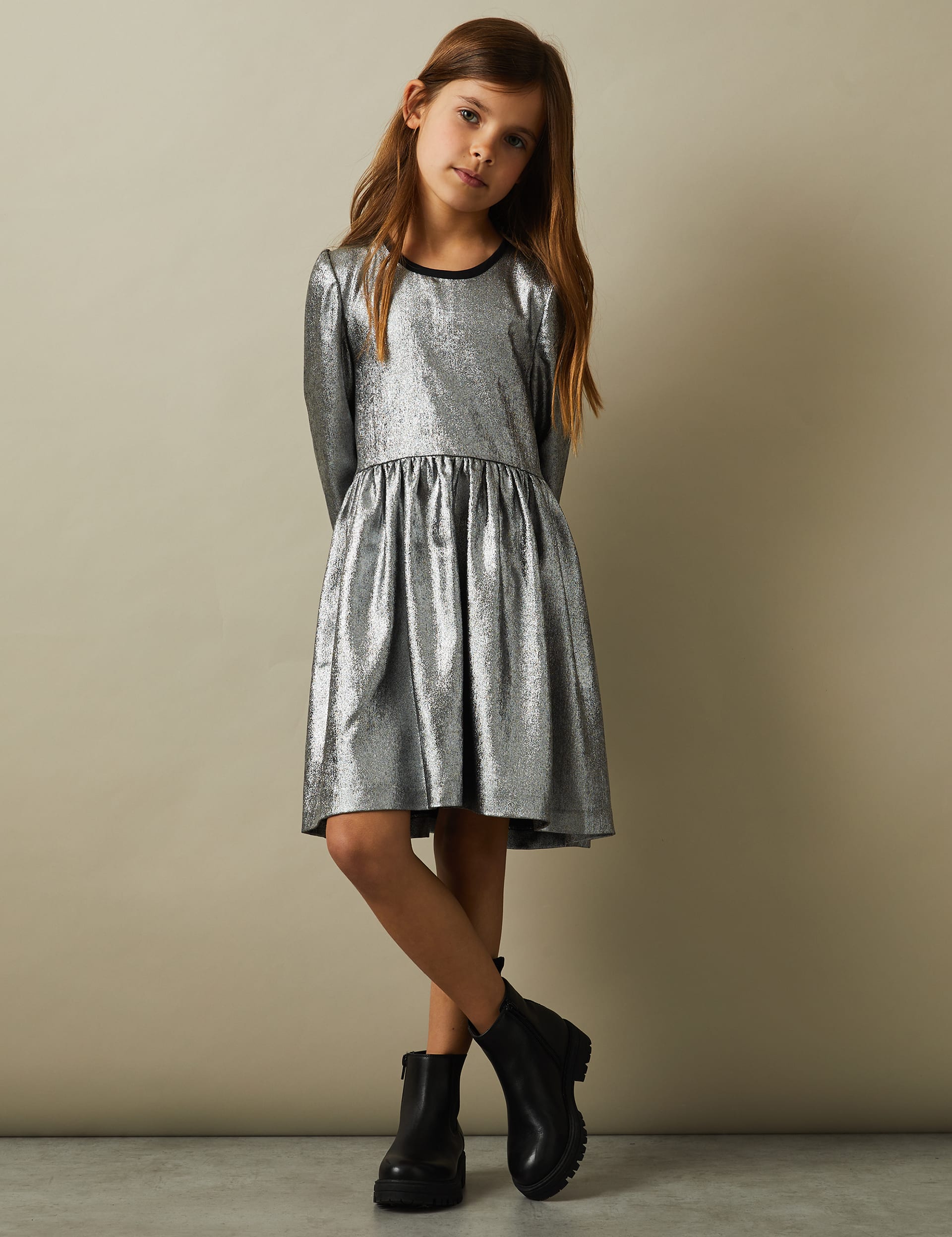 Reiss Girls Metallic Dress (4-14 Yrs) - 13-14 - Grey, Grey