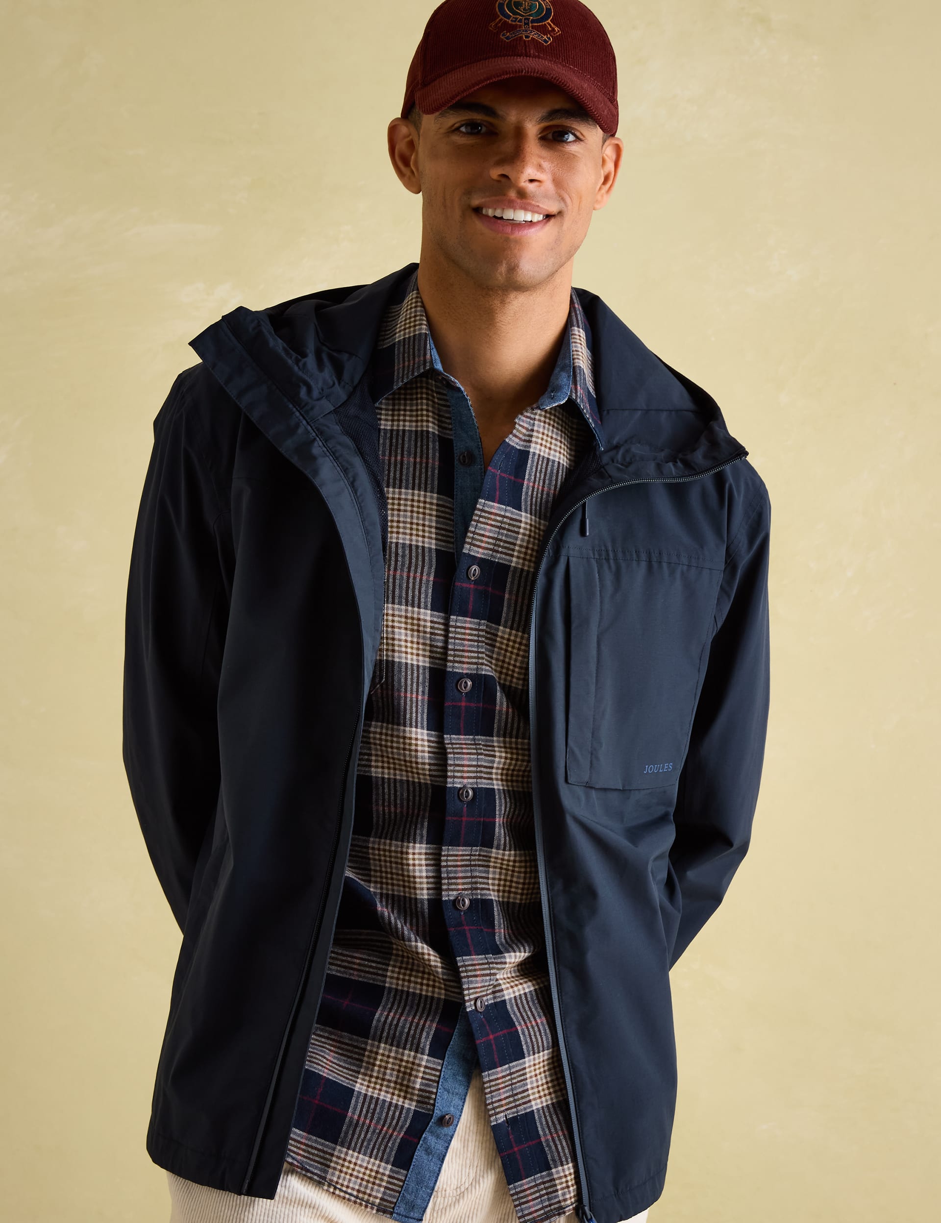 Joules Men's Cotton Blend Padded Anorak - M - Navy, Green,Navy,Orange