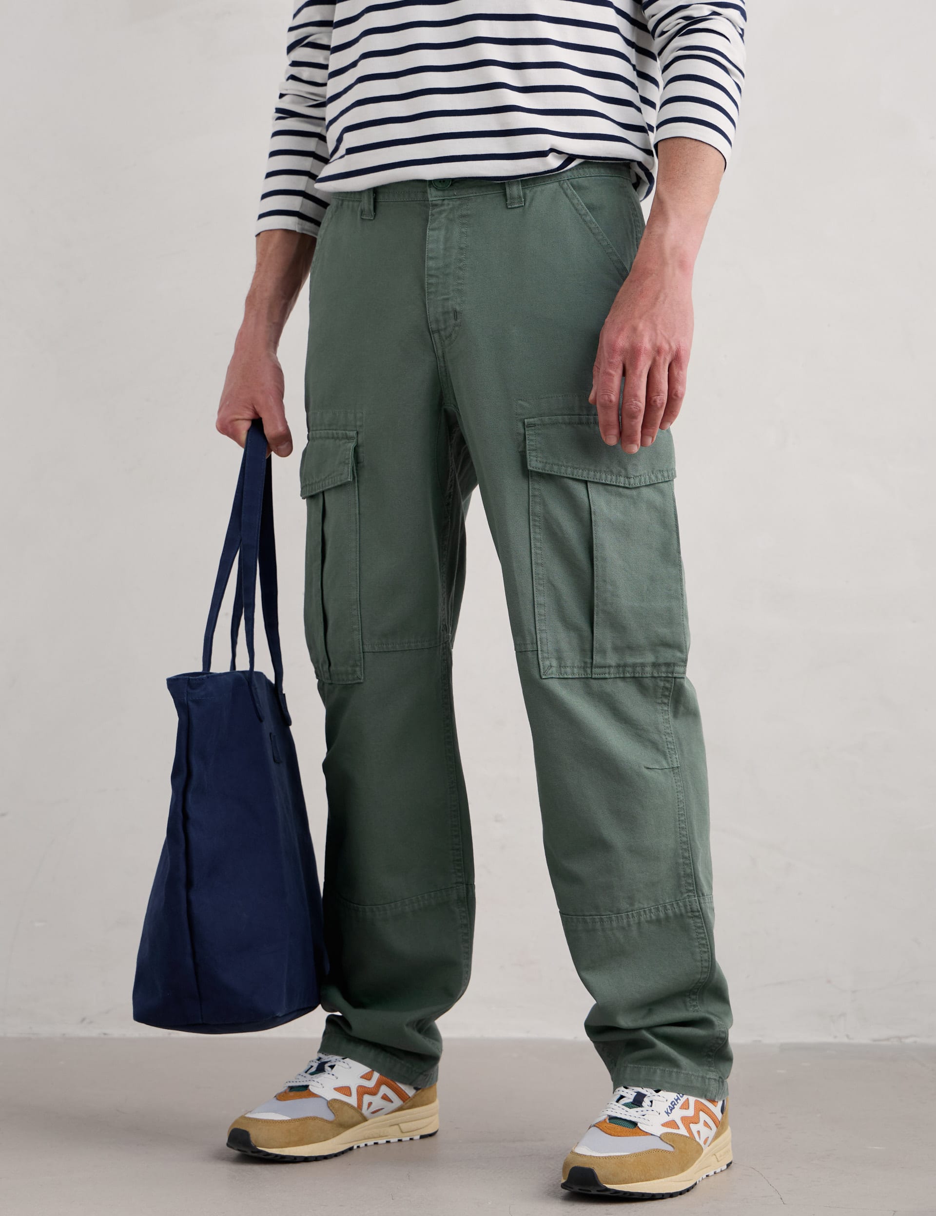 Seasalt Cornwall Men's Pure Cotton Cargo Trousers - 40 - Green, Green