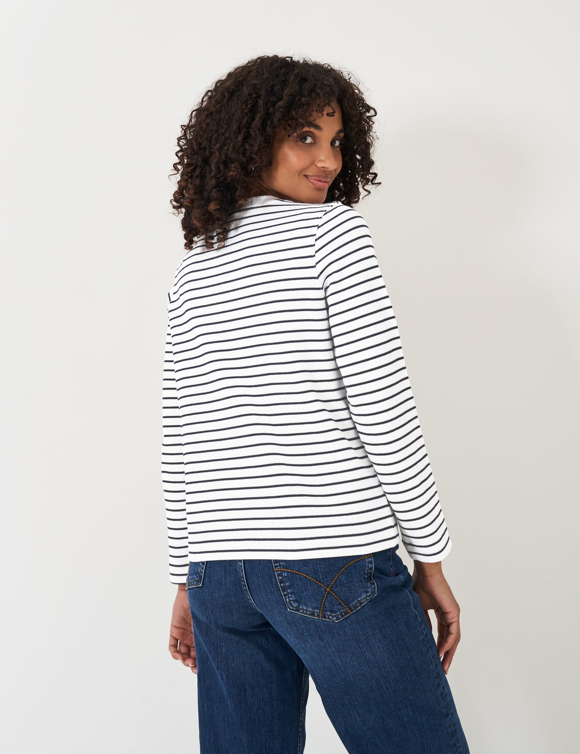 Crew Clothing Women's Cotton Rich Striped Sweatshirt - 12 - White Mix, White Mix