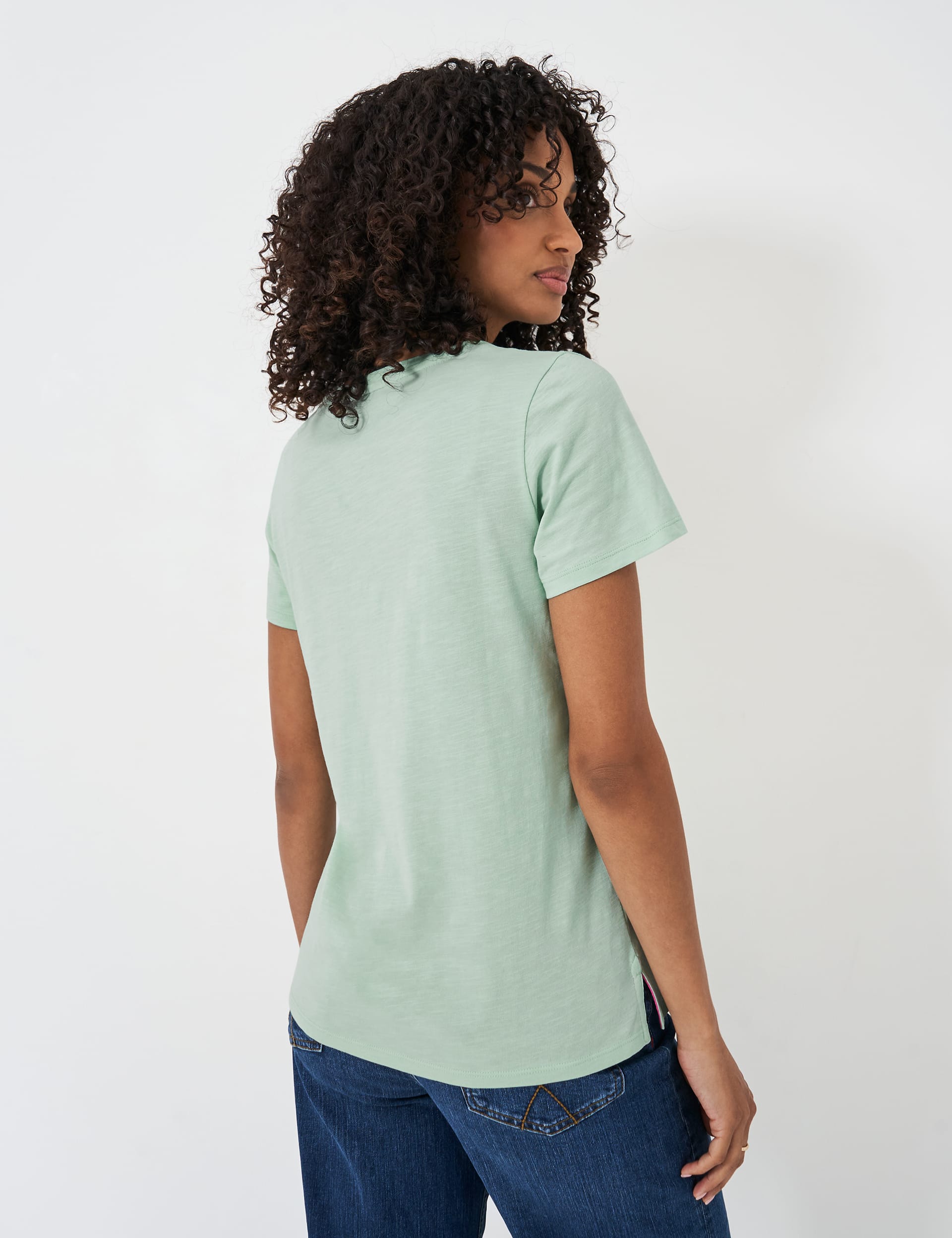 Crew Clothing Women's Pure Cotton V-Neck T-Shirt - 6 - Light Green, Light Green