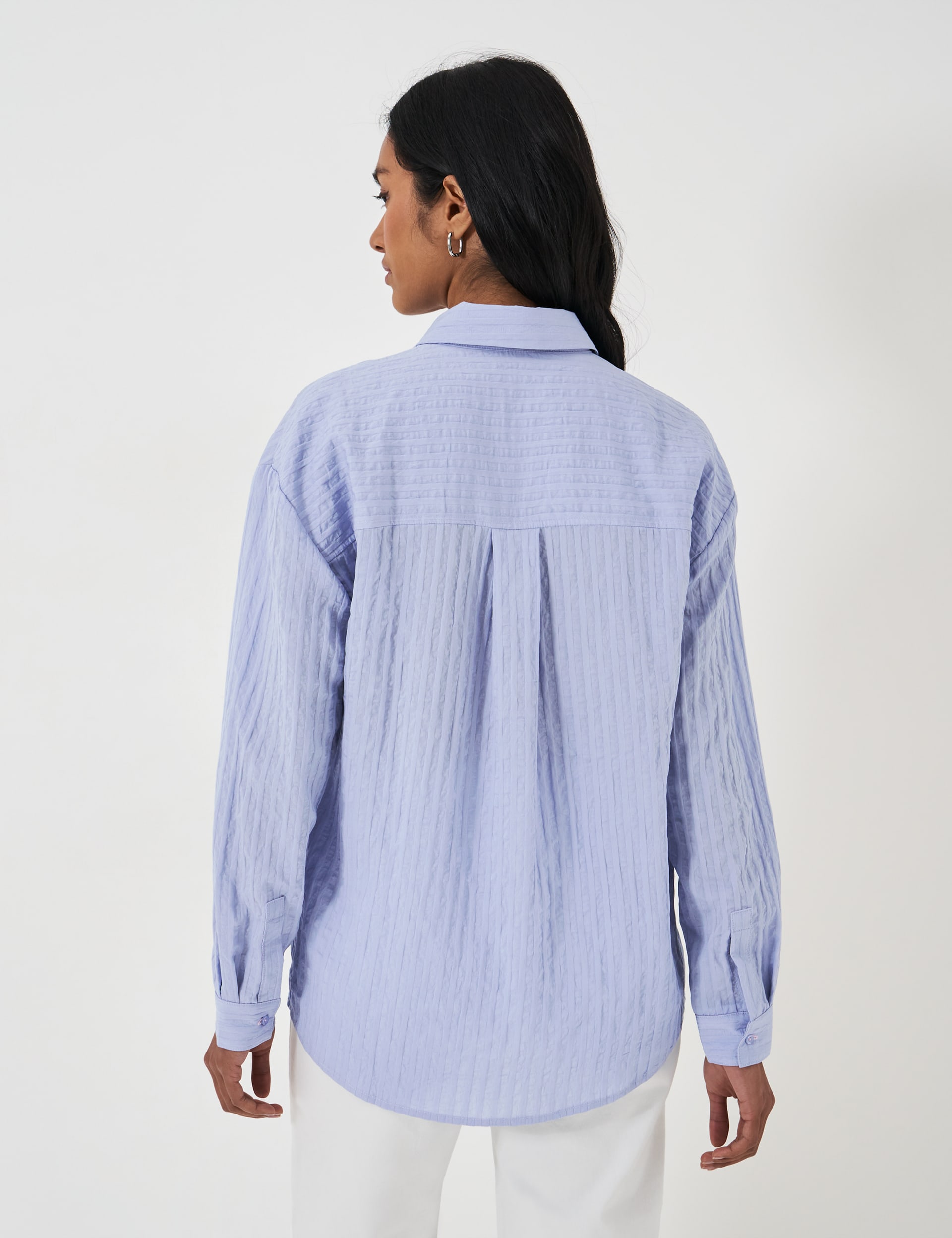 Crew Clothing Women's Striped Textured Drop Shoulder Shirt - 12 - Light Blue, Light Blue