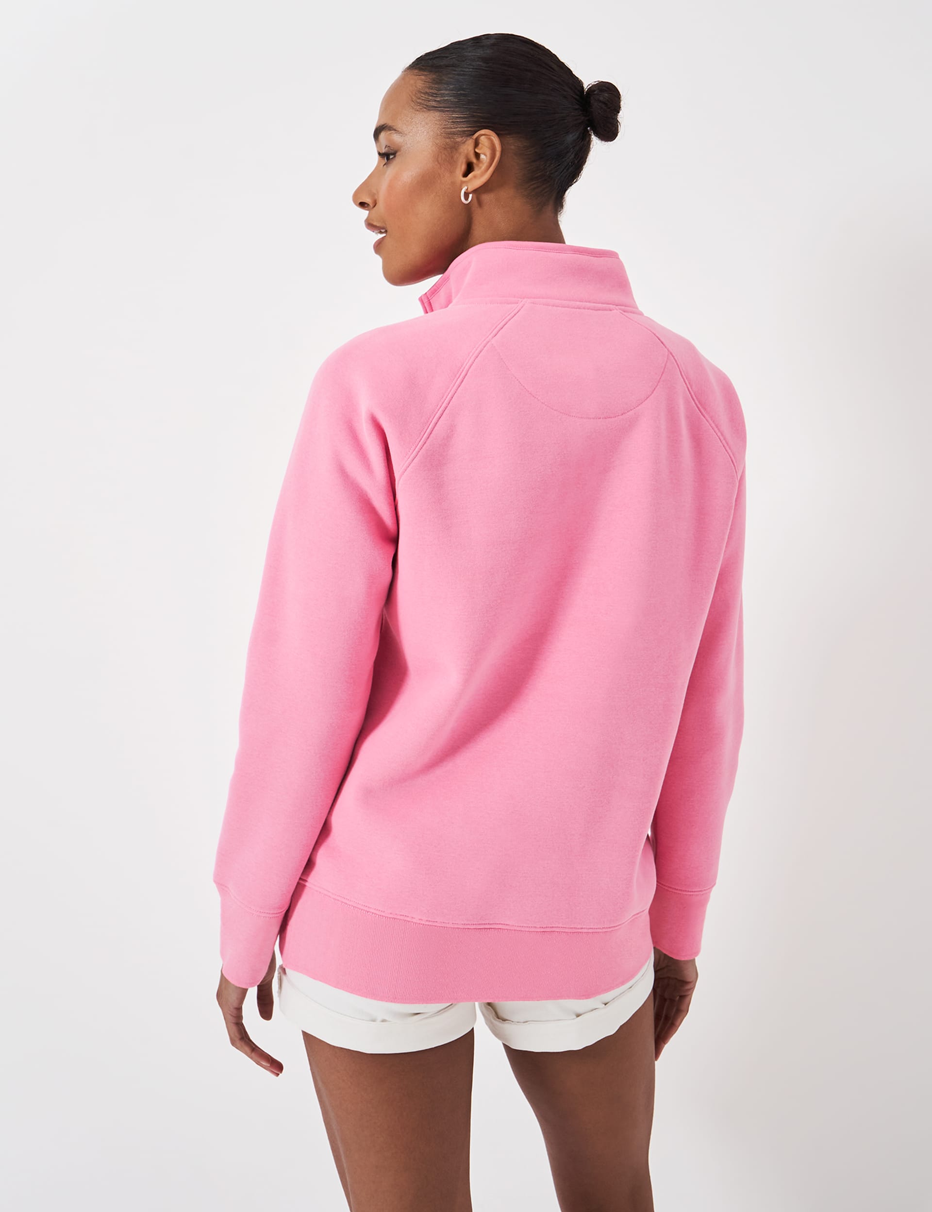 Crew Clothing Women's Cotton Rich Funnel Neck Half Zip Sweatshirt - 10 - Blush, Blush