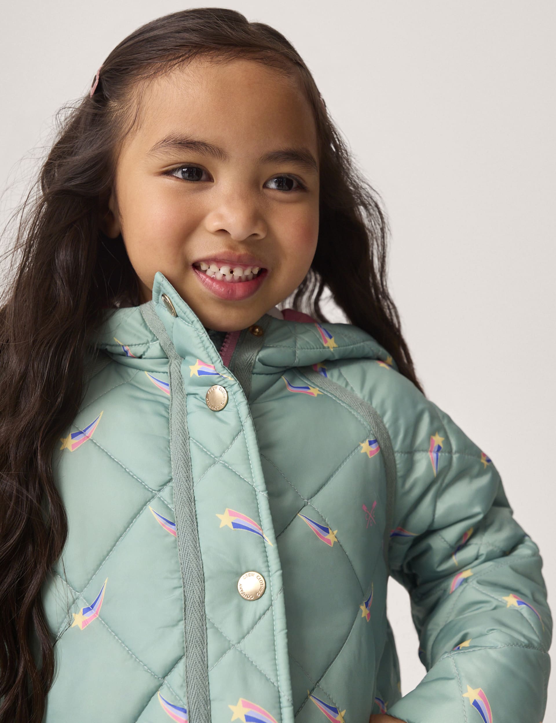 Crew Clothing Girls Shooting Star Quilted Hooded Coat (3-12 Yrs) - 4-5 Y - Green, Green