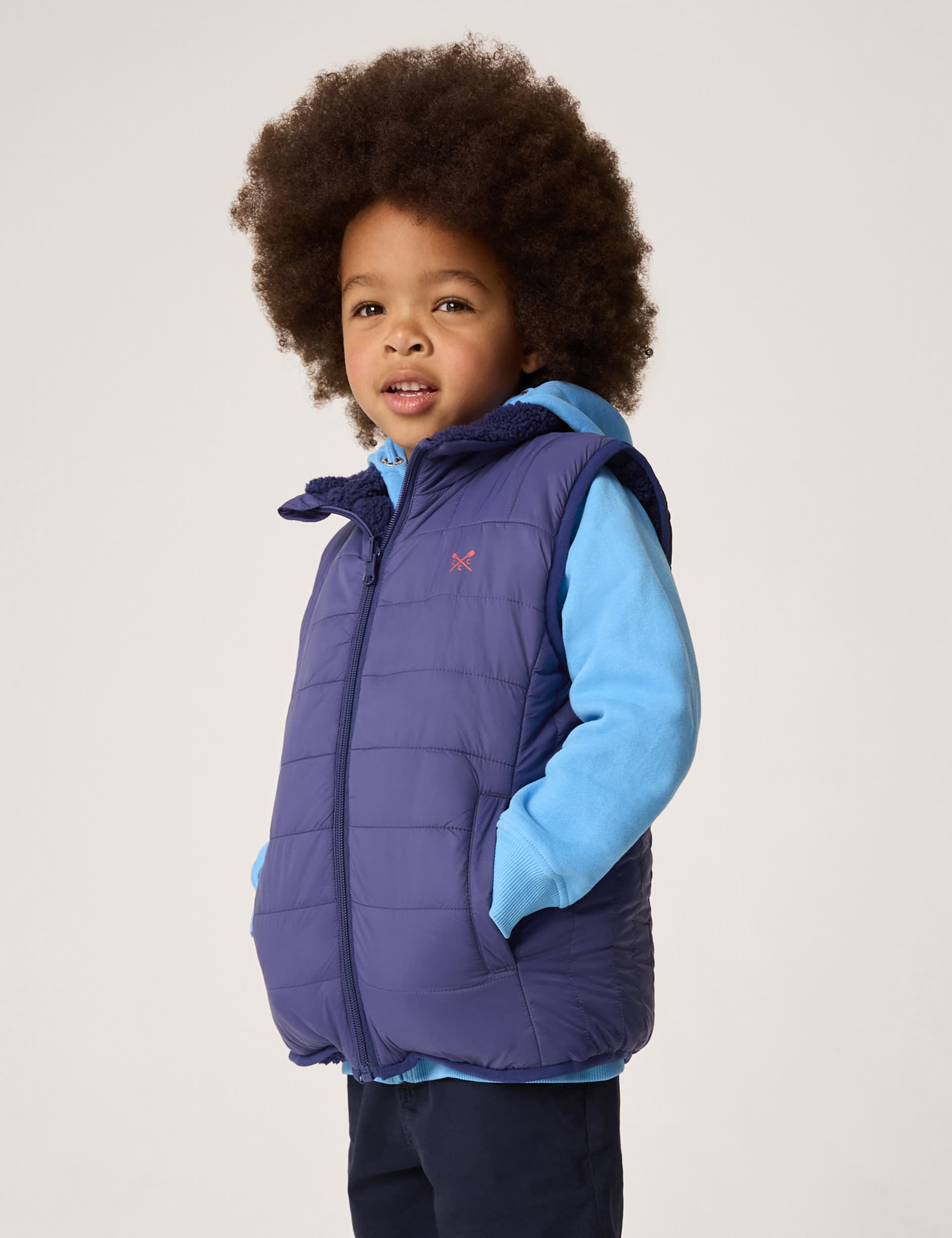 Crew Clothing Boys Reversible Padded Fleece Lined Gilet (3-12 Yrs) - 9-10Y - Navy Mix, Navy Mix