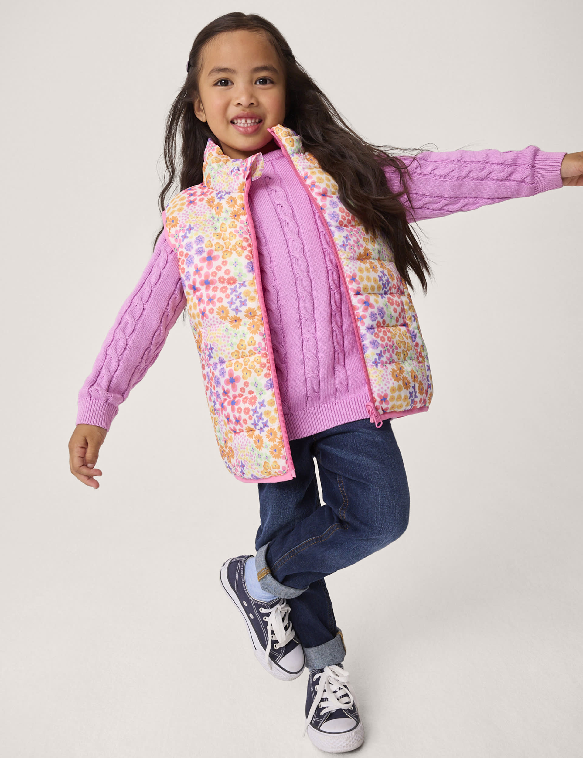 Crew Clothing Girls Floral Quilted Gilet (3-12 Yrs) - 3-4 Y - Multi, Multi