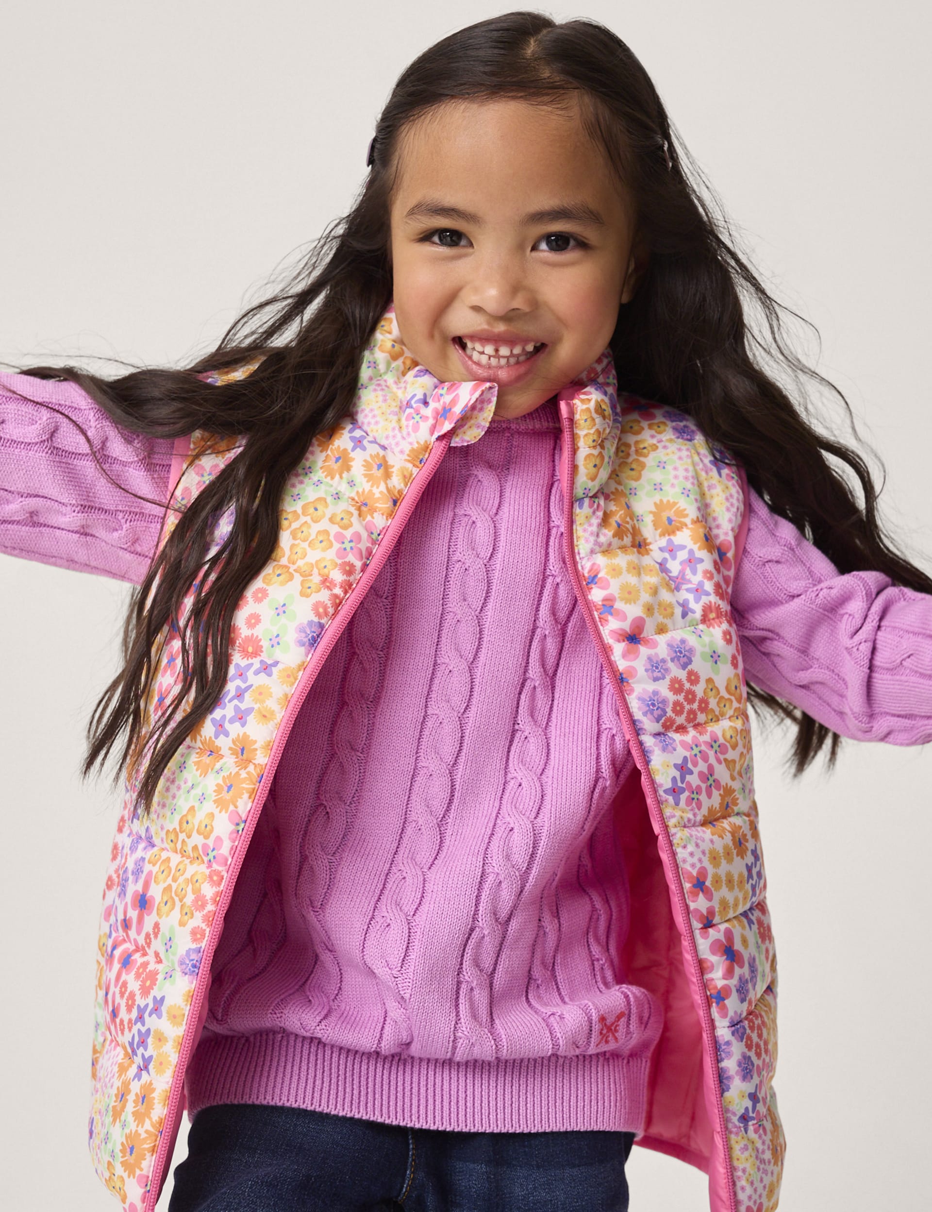 Crew Clothing Girls Floral Quilted Gilet (3-12 Yrs) - 3-4 Y - Multi, Multi