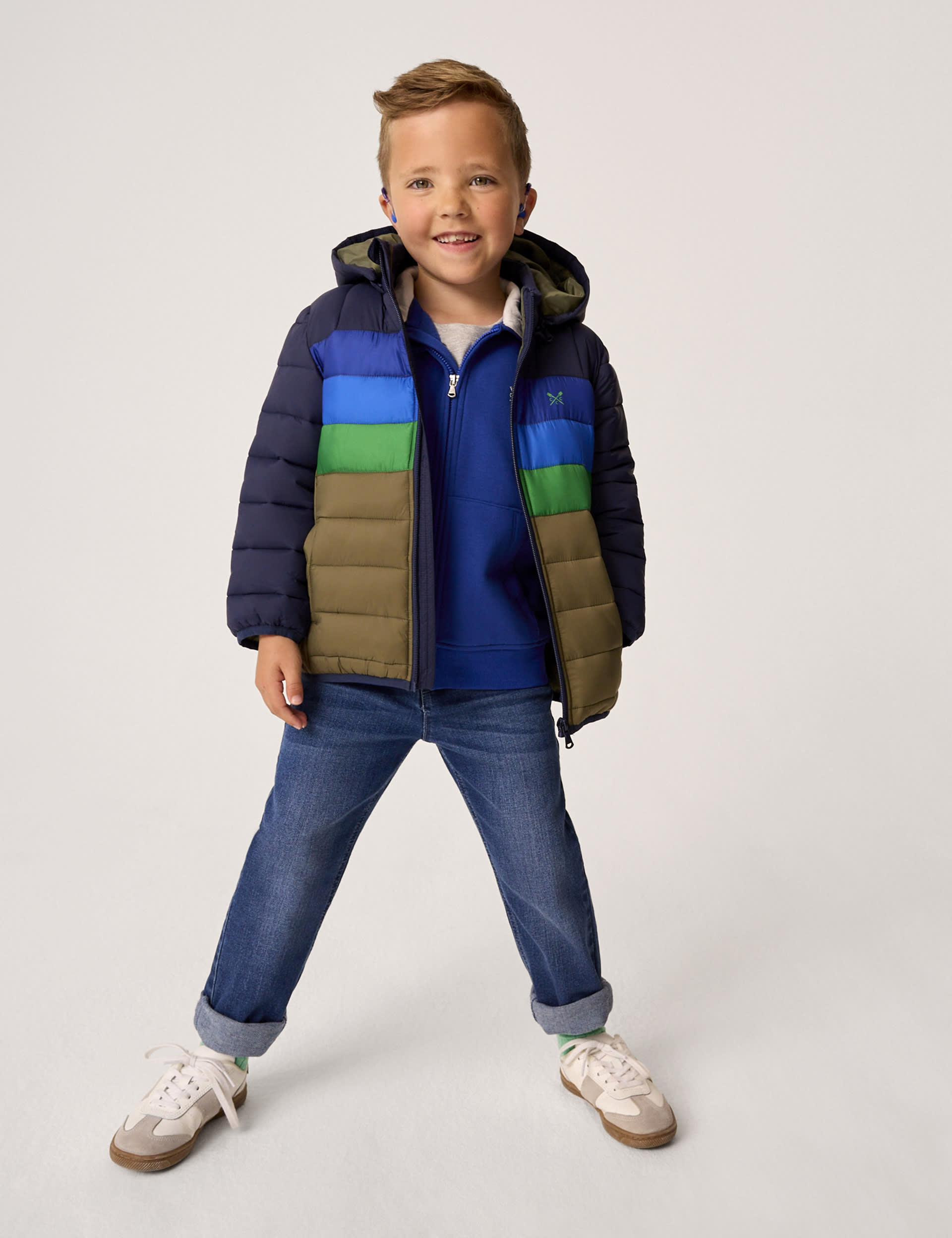 Crew Clothing Boys Lightweight Padded Colour-Block Jacket (3-12 Yrs) - 7-8 Y - Khaki Mix, Khaki Mix