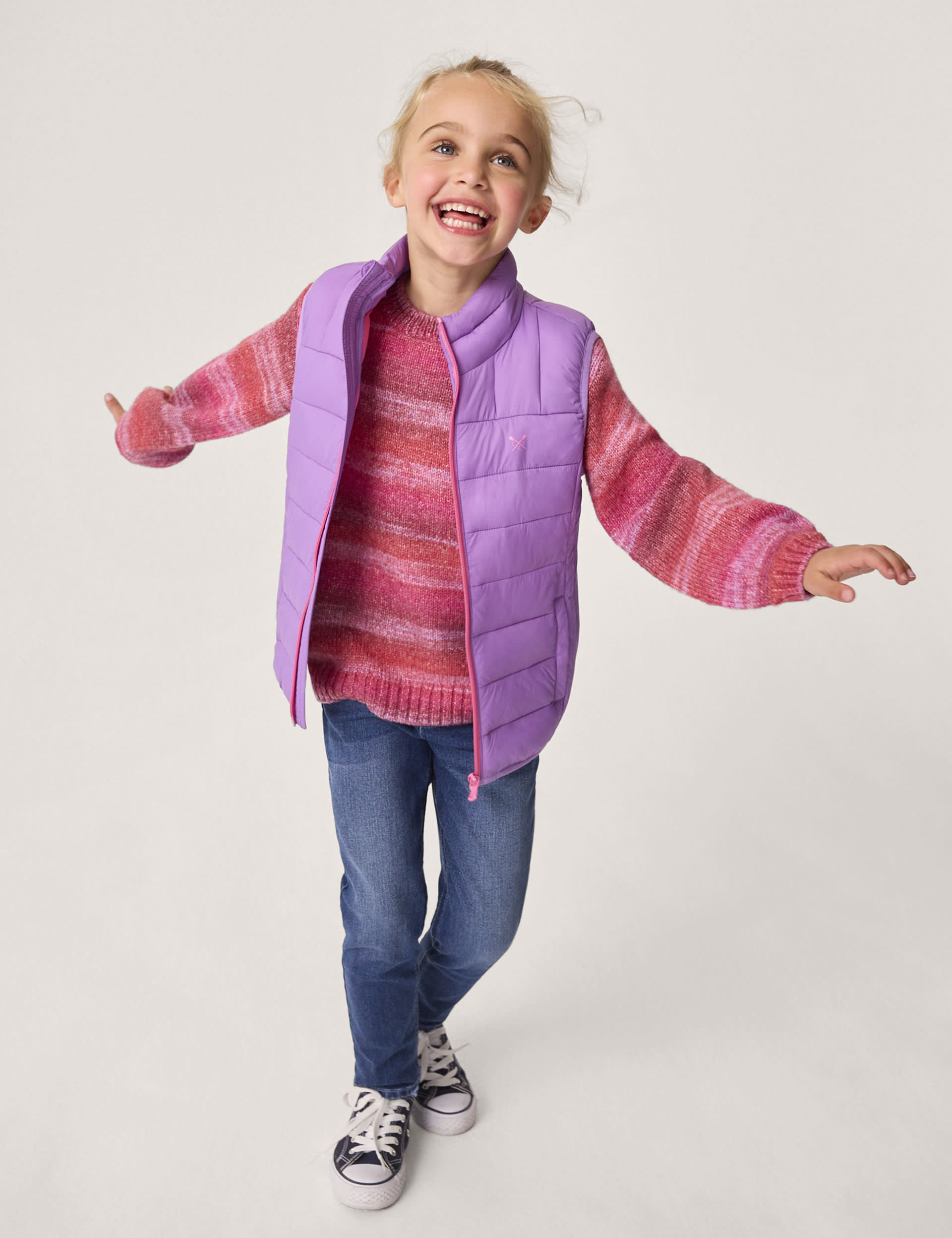 Crew Clothing Girls Lightweight Gilet (3-12 Yrs) - 5-6 Y - Lilac, Coral,Lilac