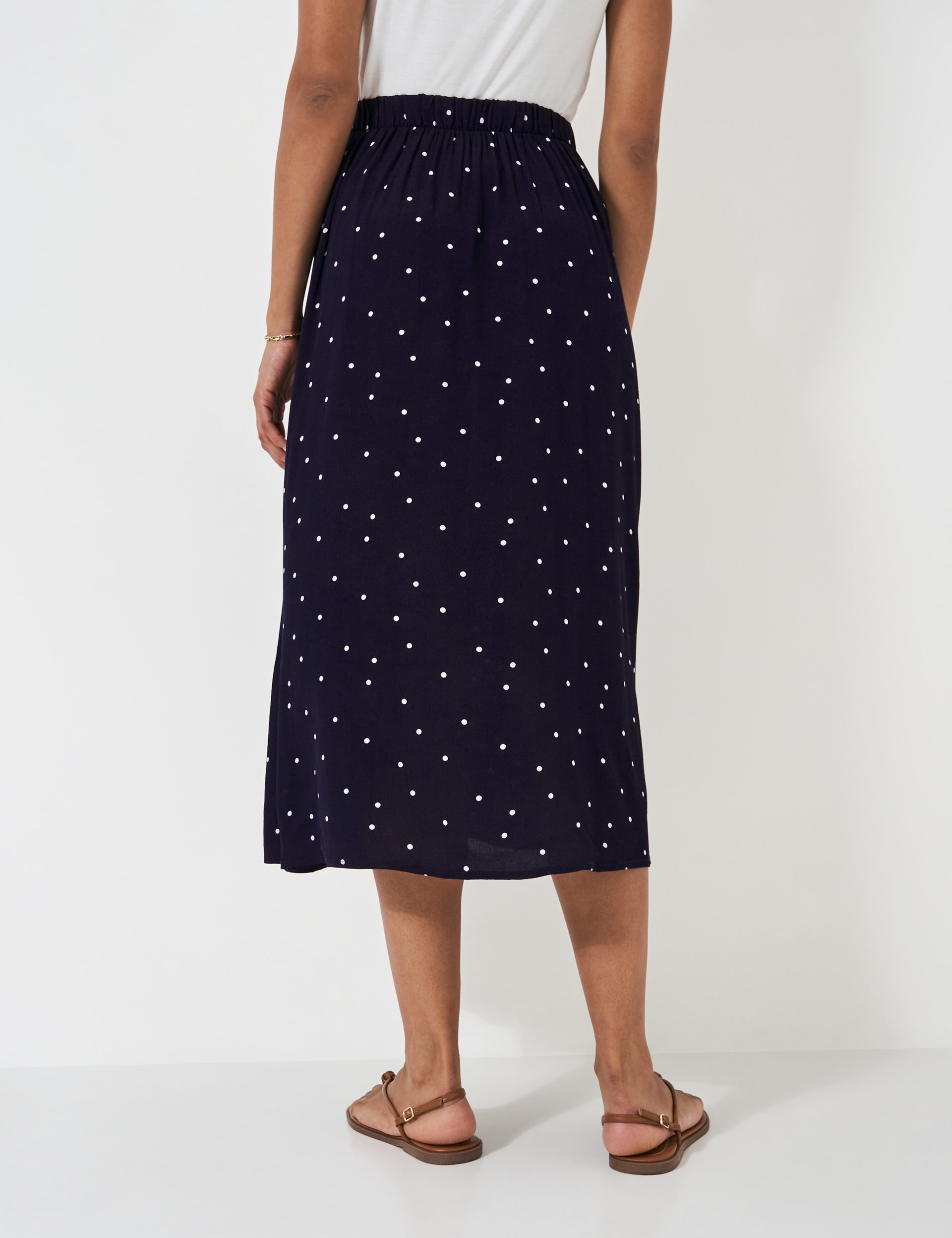 Crew Clothing Women's Polka Dot Midi A-Line Skirt - 12 - Navy Mix, Navy Mix